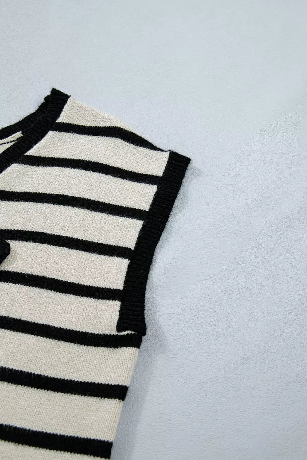Short Sleeve Striped Sweater with Front Bow Detail