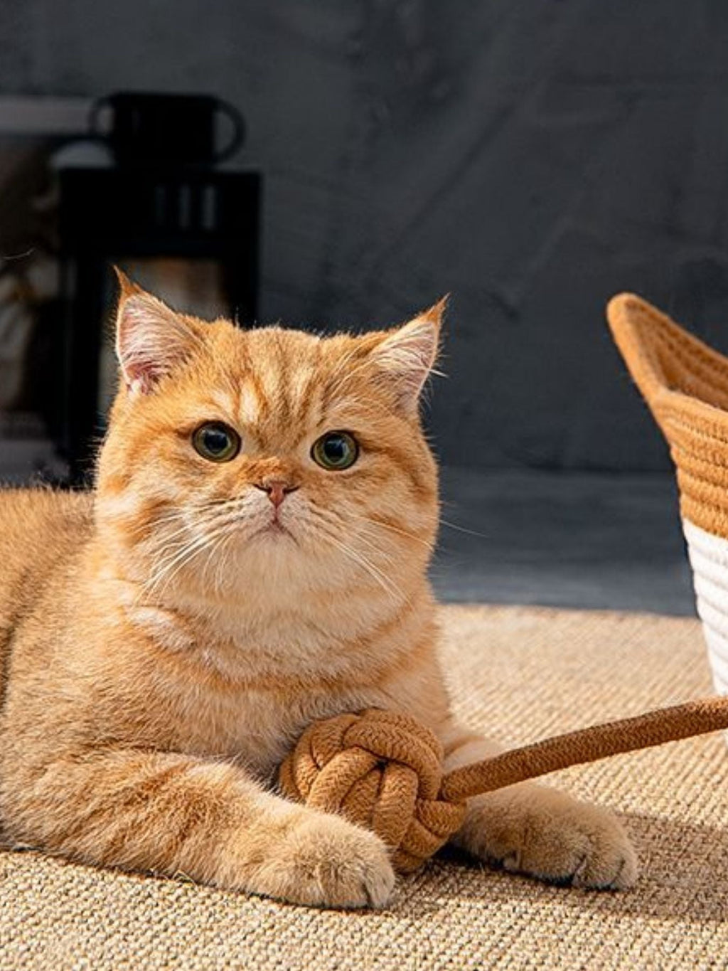 Woven Cotton Cord Cat Ear Pet Bed Cozy Semi-Enclosed Nest