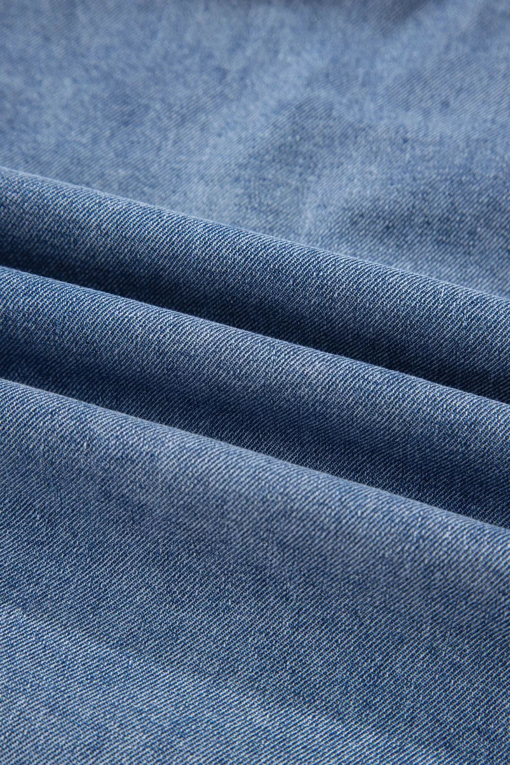 Blue Denim Pleated Patchwork Sleeveless Top for Casual Wear