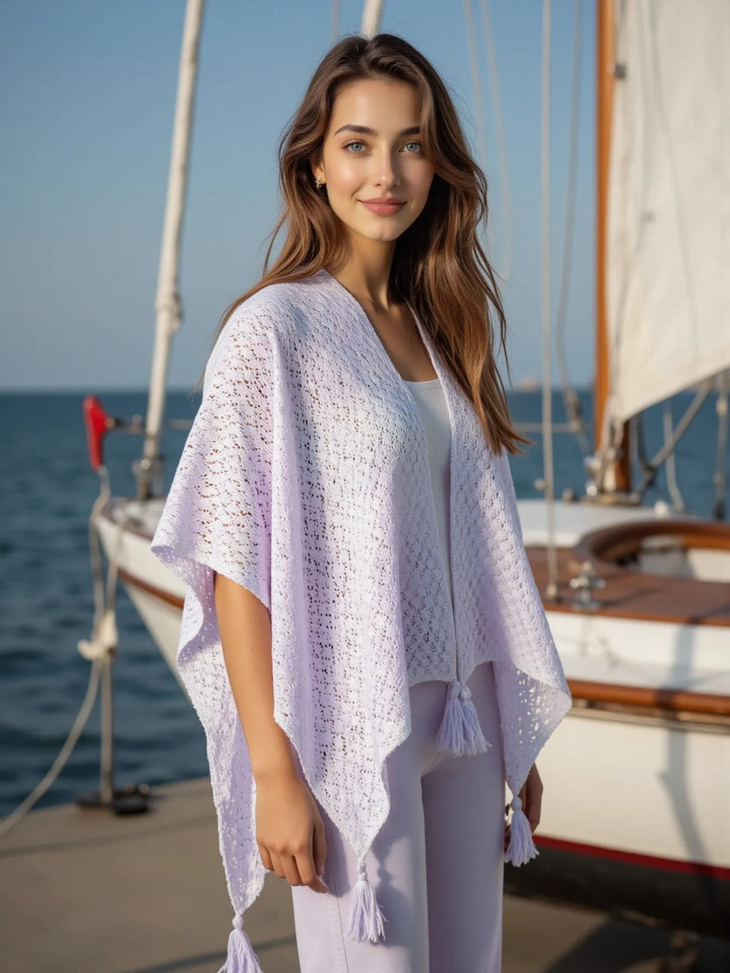 Openwork Tassel Gradient Knit Cover Up