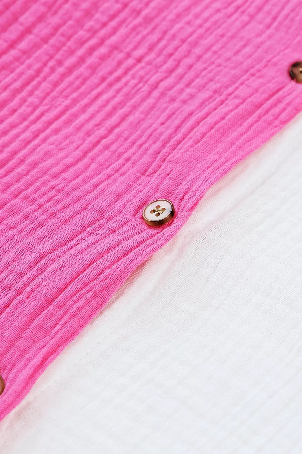 Color Block Casual Cotton Button Down Shirt in Pink and White