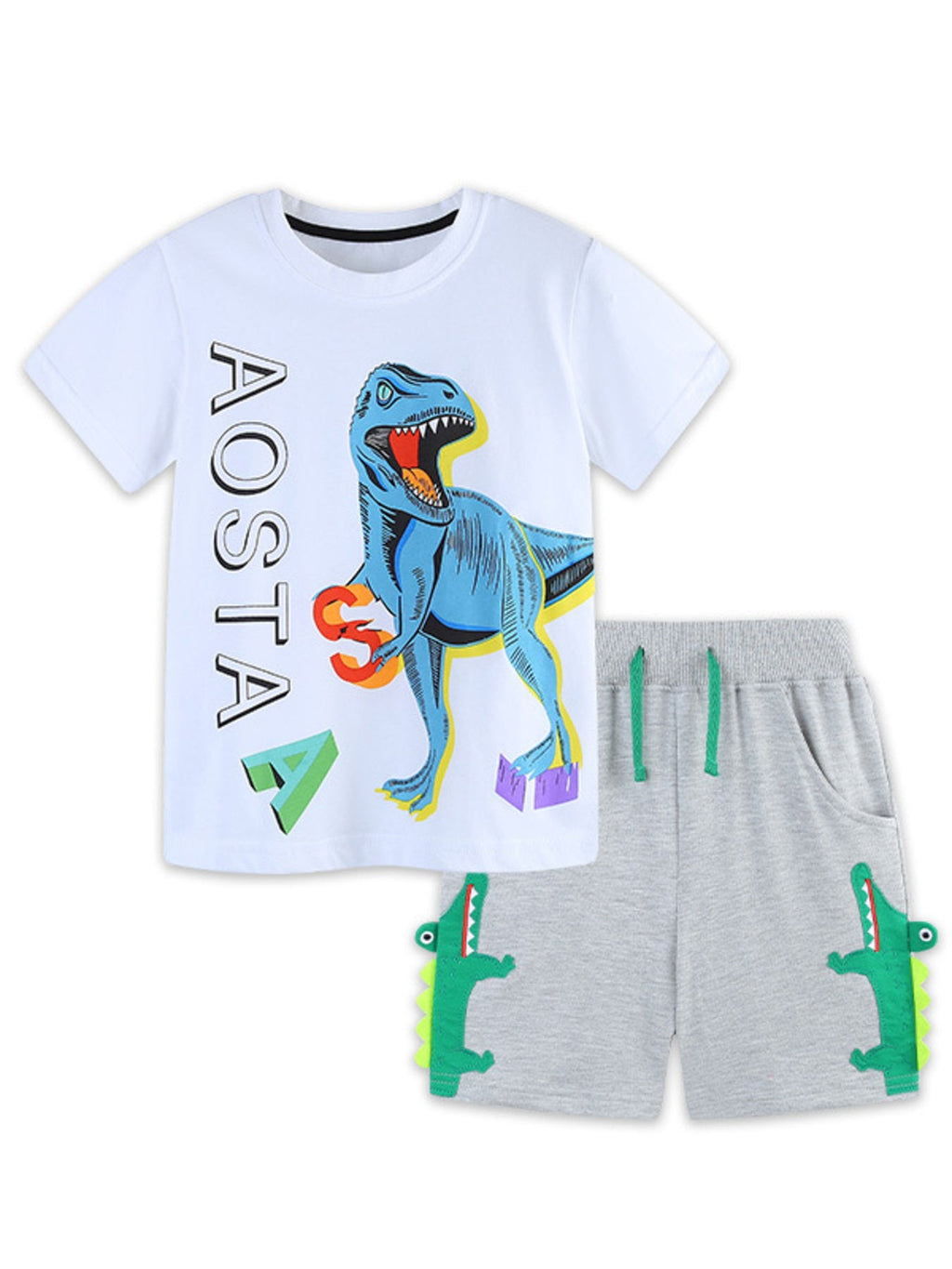 Boys Dinosaur Graphic T-Shirt and Drawstring Shorts Set