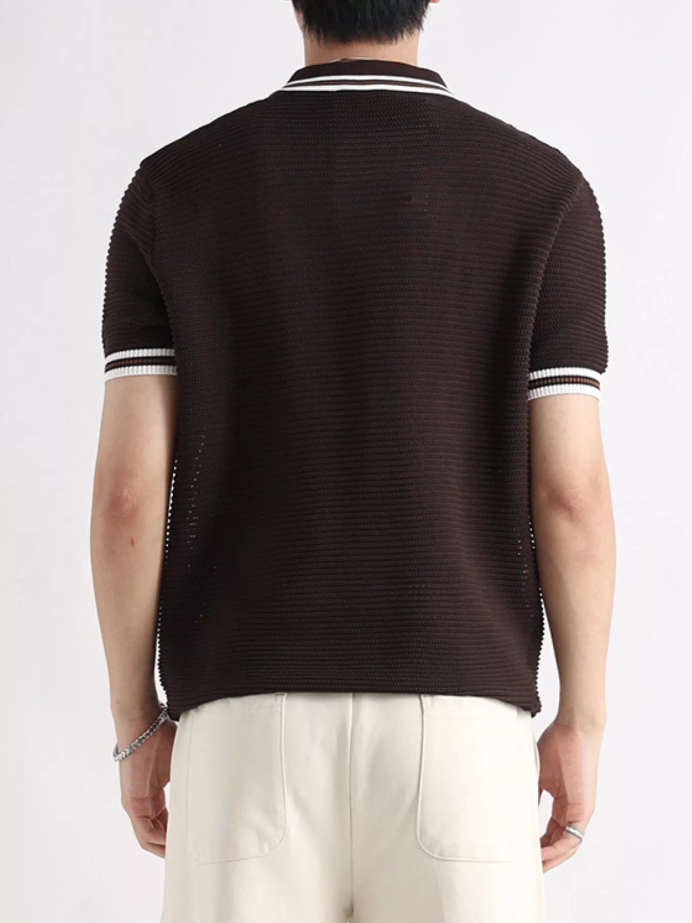 Men's Plus Size Striped Short Sleeve Polo