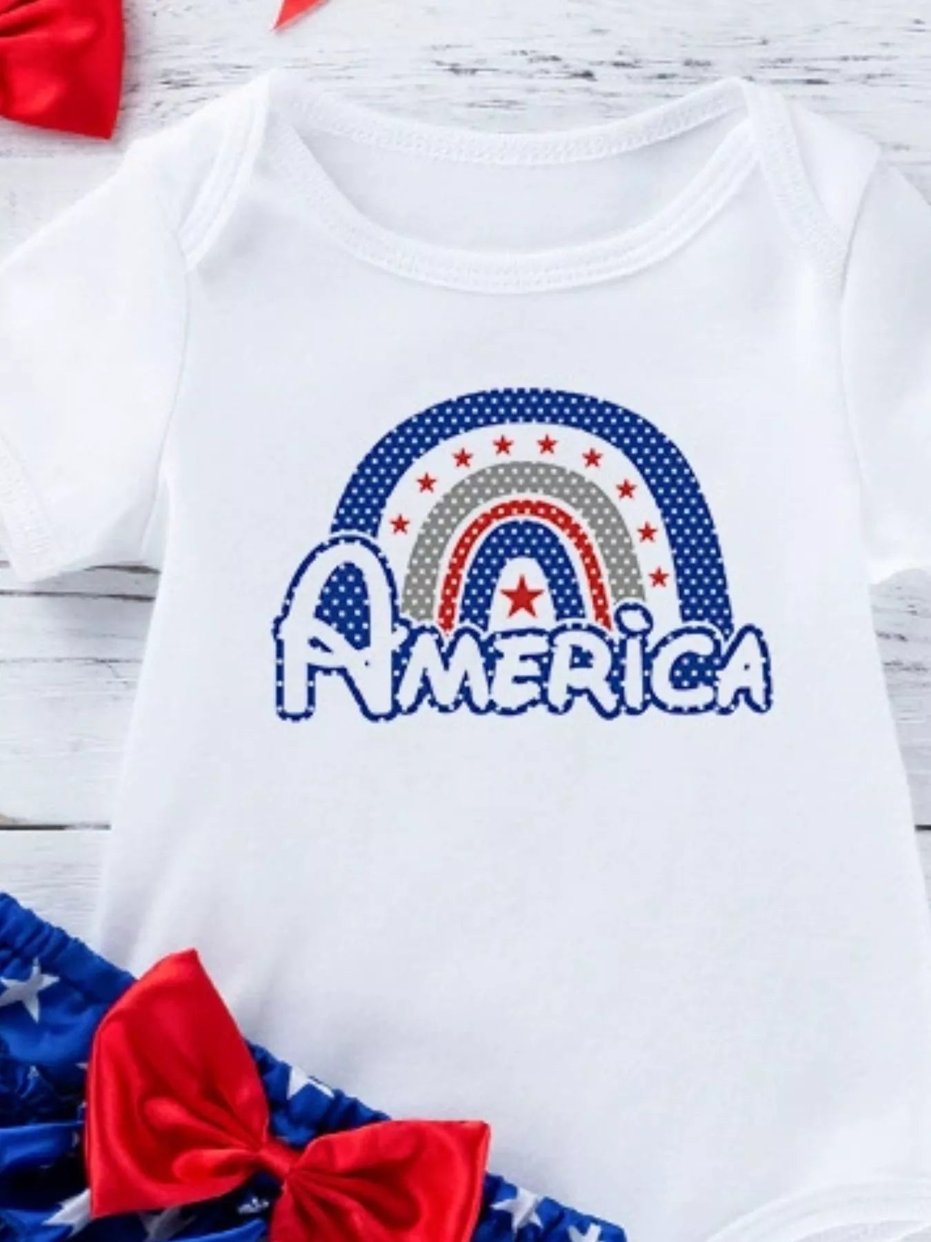 Baby Girls Patriotic Little Miss America 2-Piece Bodysuit Set