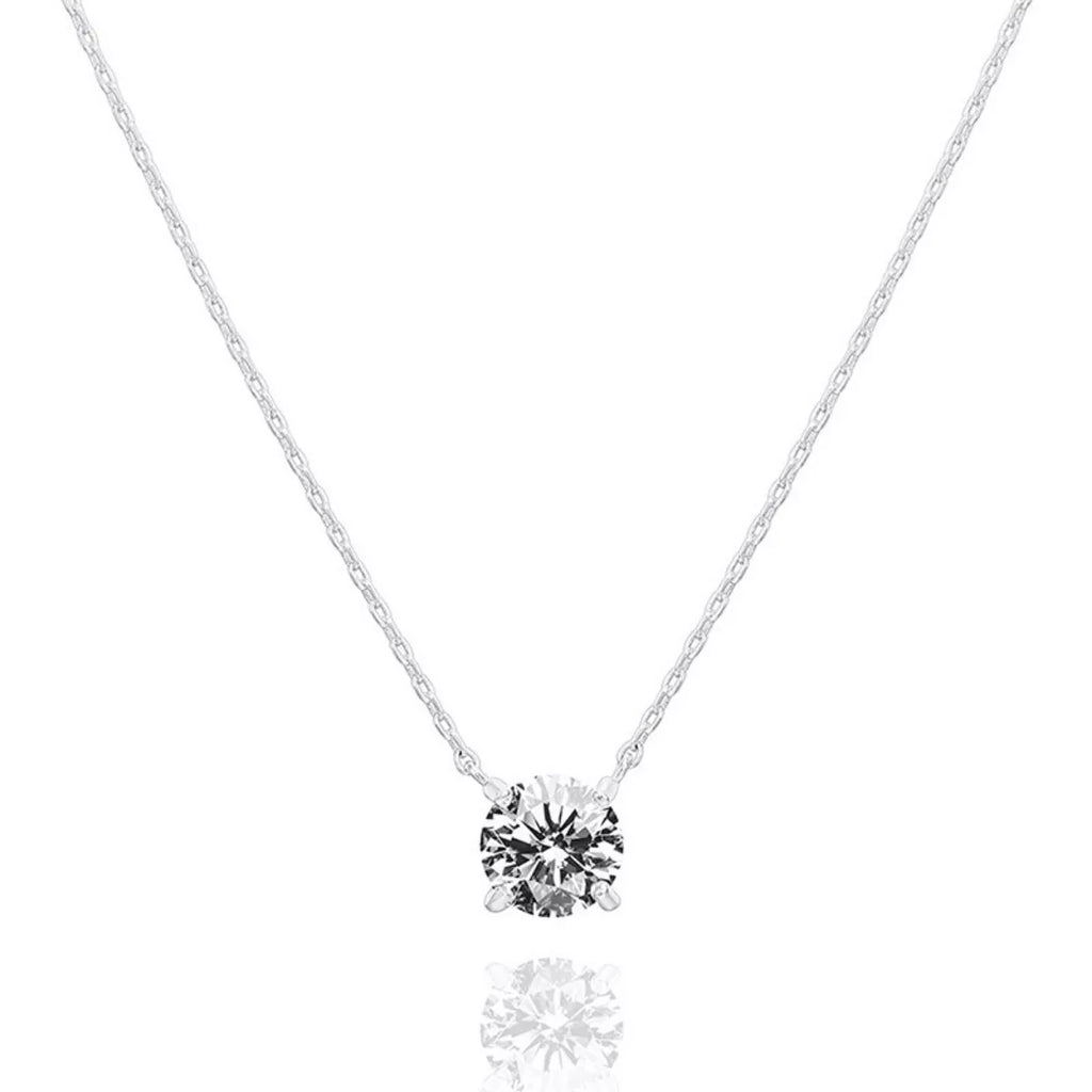 2 Carat Moissanite Solitaire Pendant Necklace in Silver-Tone