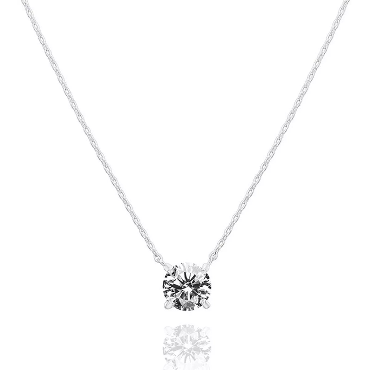 2 Carat Moissanite Solitaire Pendant Necklace in Silver-Tone