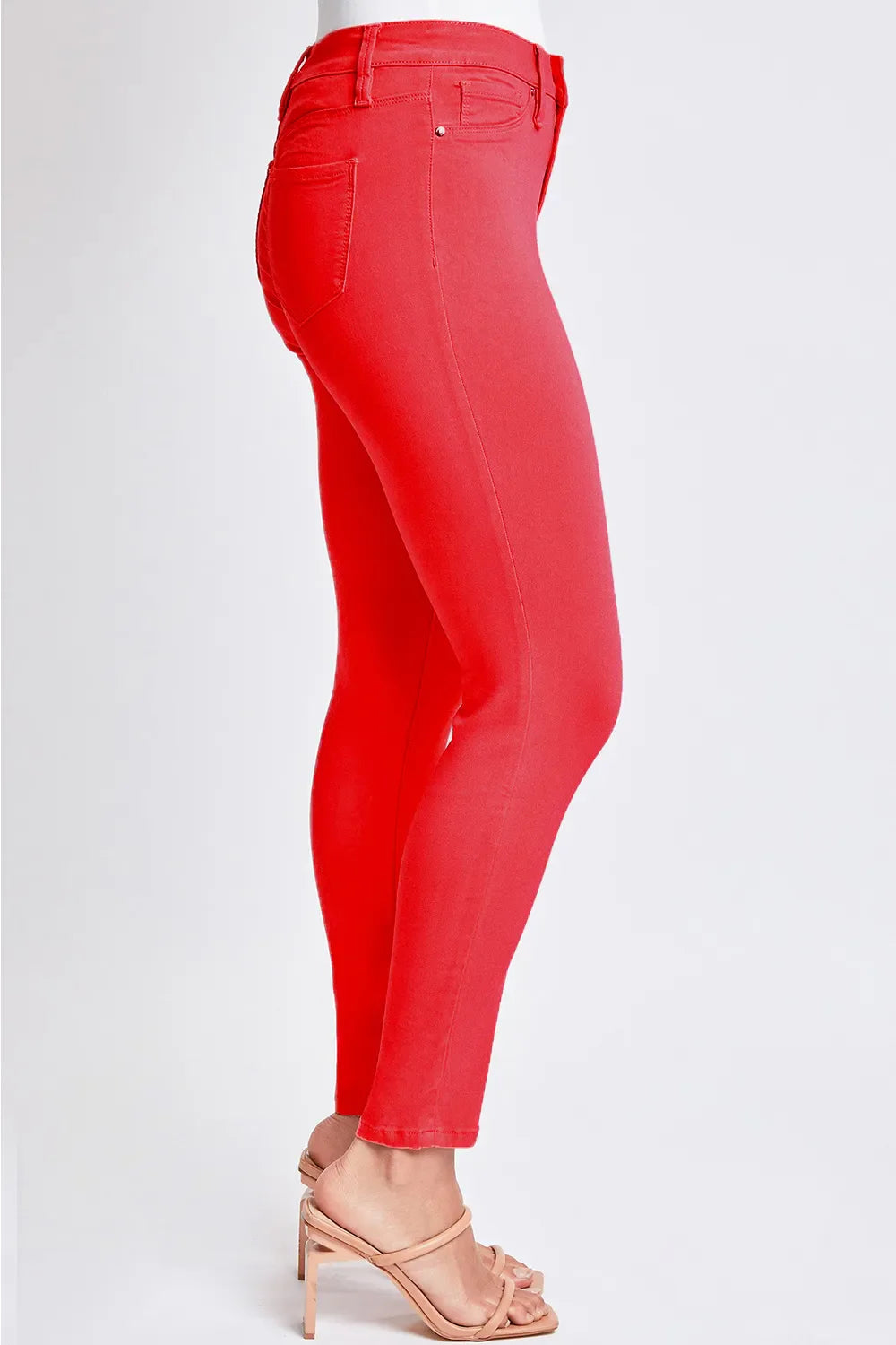 Hyperstretch Mid-Rise Skinny Jeans in Vibrant Red