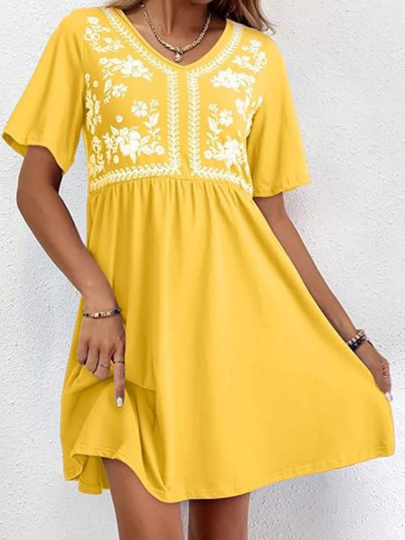 Floral V-Neck Mini Dress