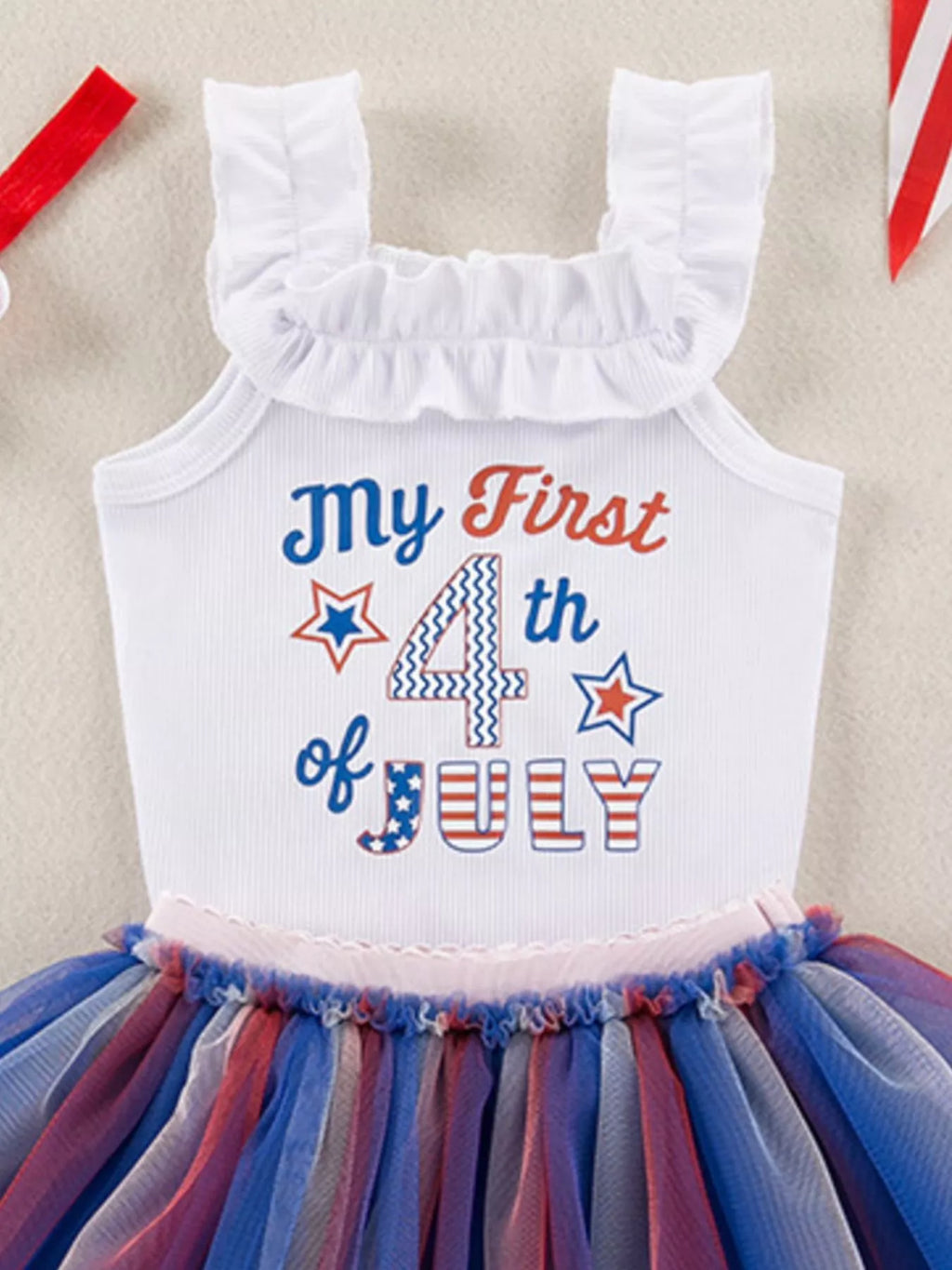 Toddler Girls Patriotic Unicorn Tutu Dress Red White and Blue