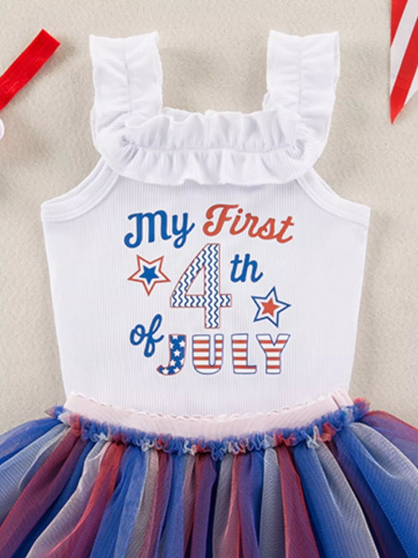 Toddler Girls Patriotic Unicorn Tutu Dress Red White and Blue