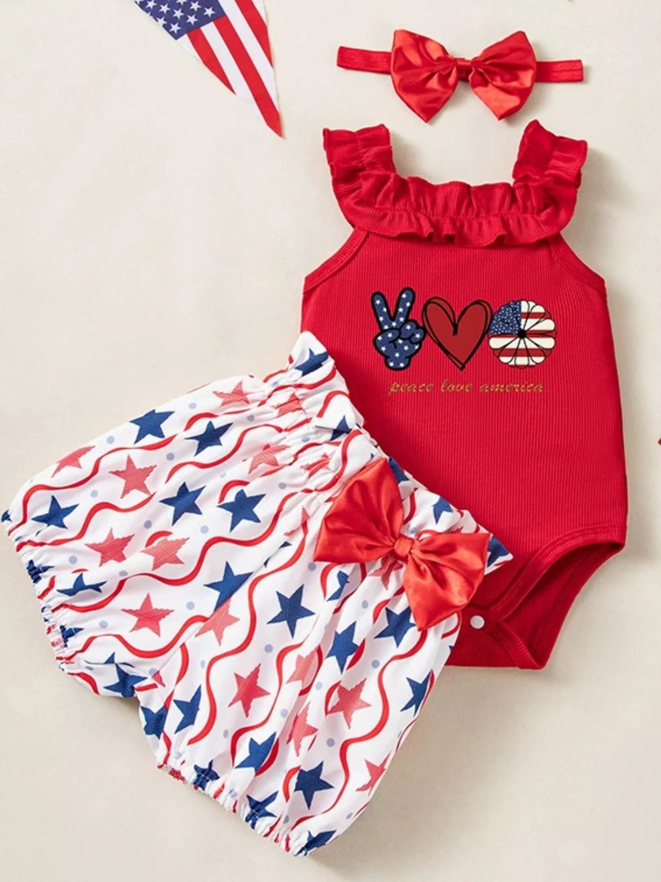 Baby Girls 3-Piece Patriotic First July Outfit Set