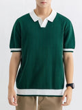 Men's Plus Size Textured Knit Polo with Contrast Trim