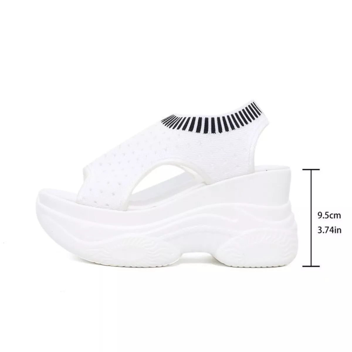 Women's Black Mesh Platform Wedge Sandals Comfortable Casual Mules