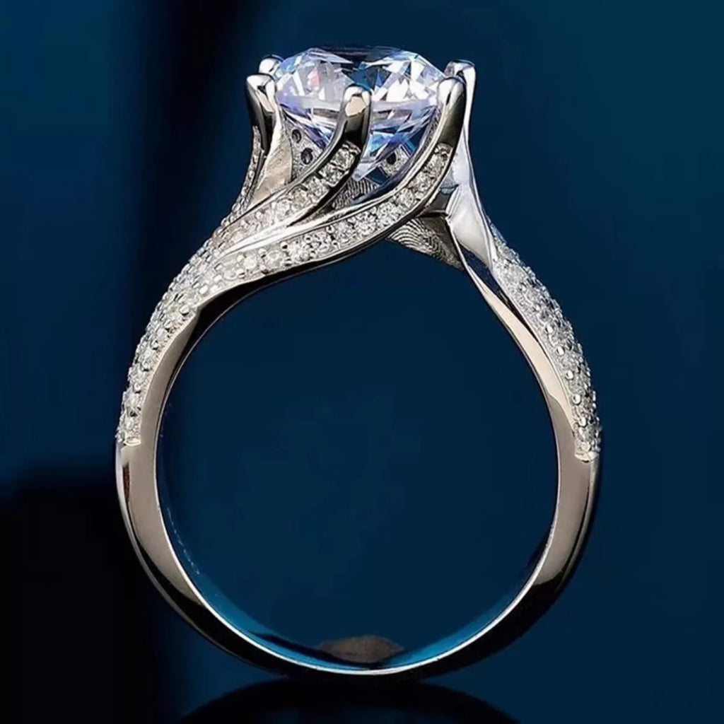 3 Carat Moissanite 925 Sterling Silver Sparkle Statement Ring