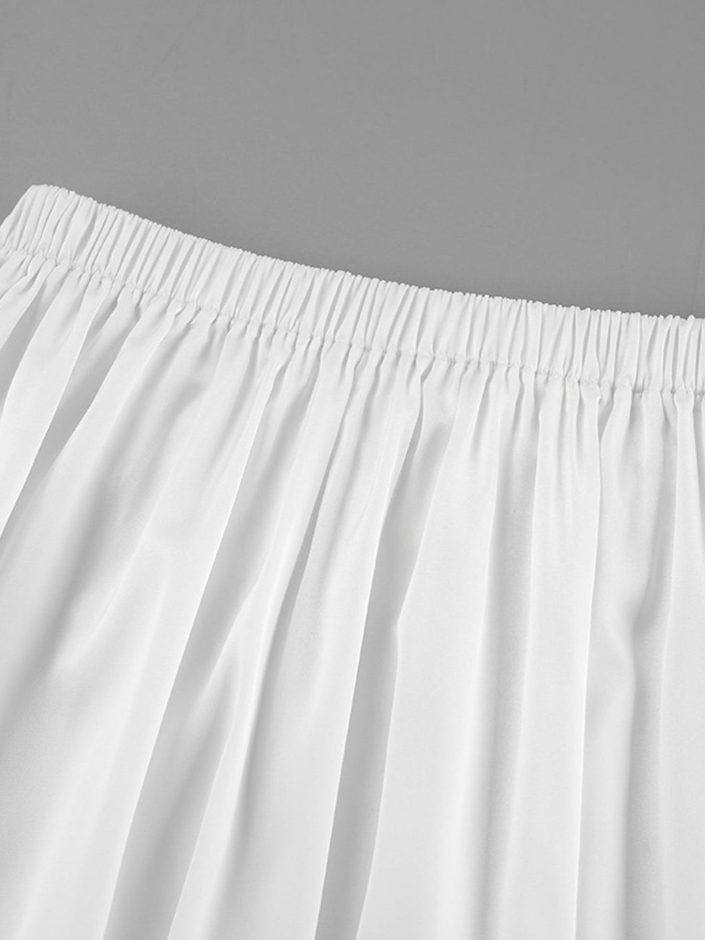 White Satin Maxi Skirt with Elastic Waist