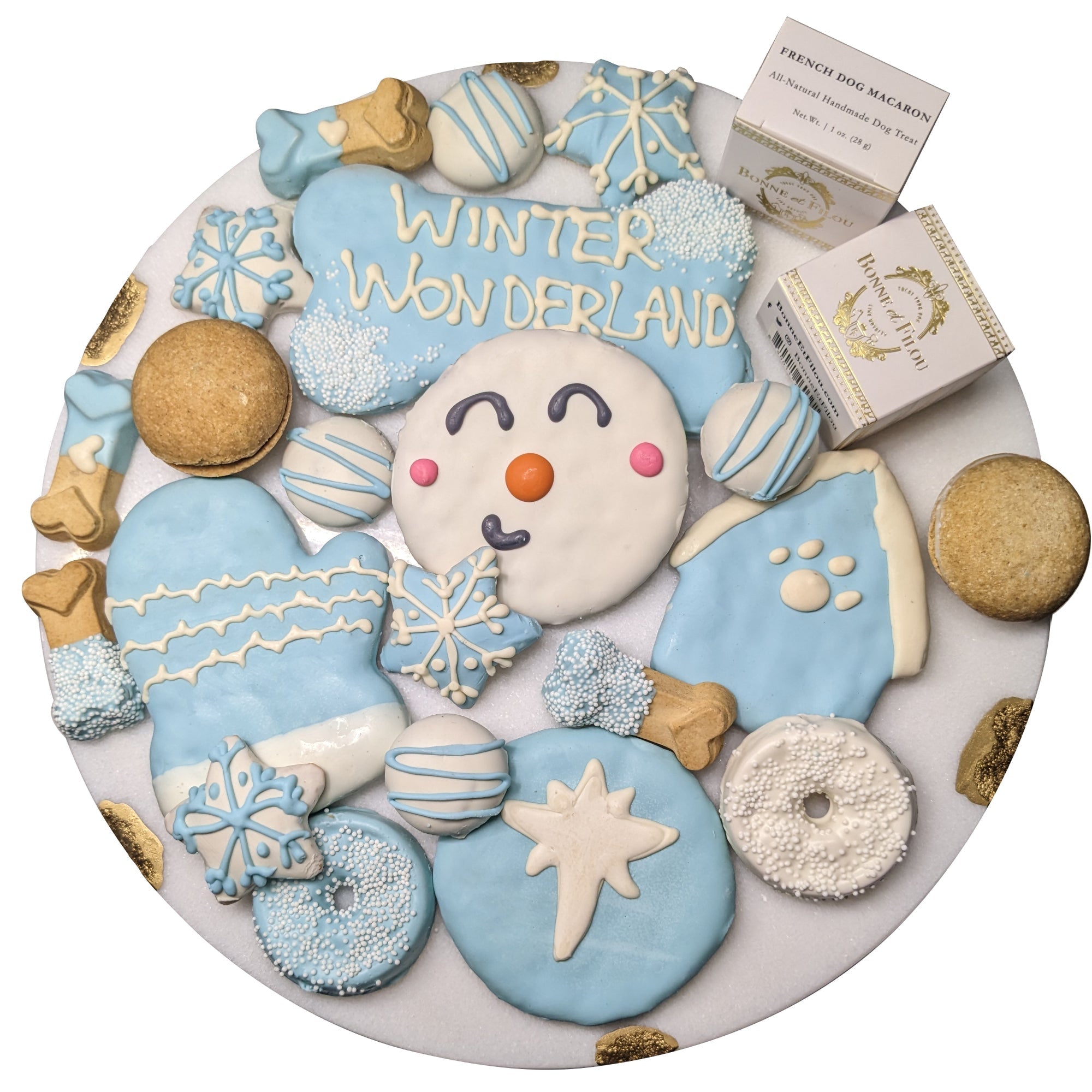 Winter Themed Dog Treats Gift Box Snowflake and Snowman Assortment