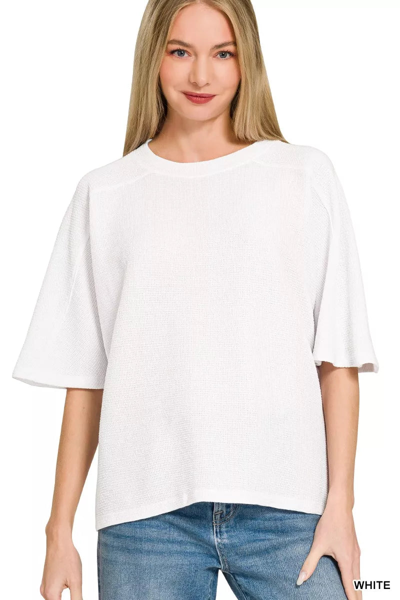 Zenana Double Knit Short Sleeve Top - Comfort