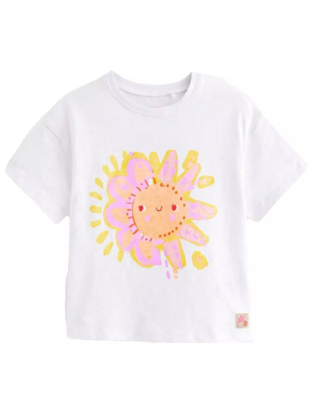 Children's White Sun Graphic Cotton T-Shirt