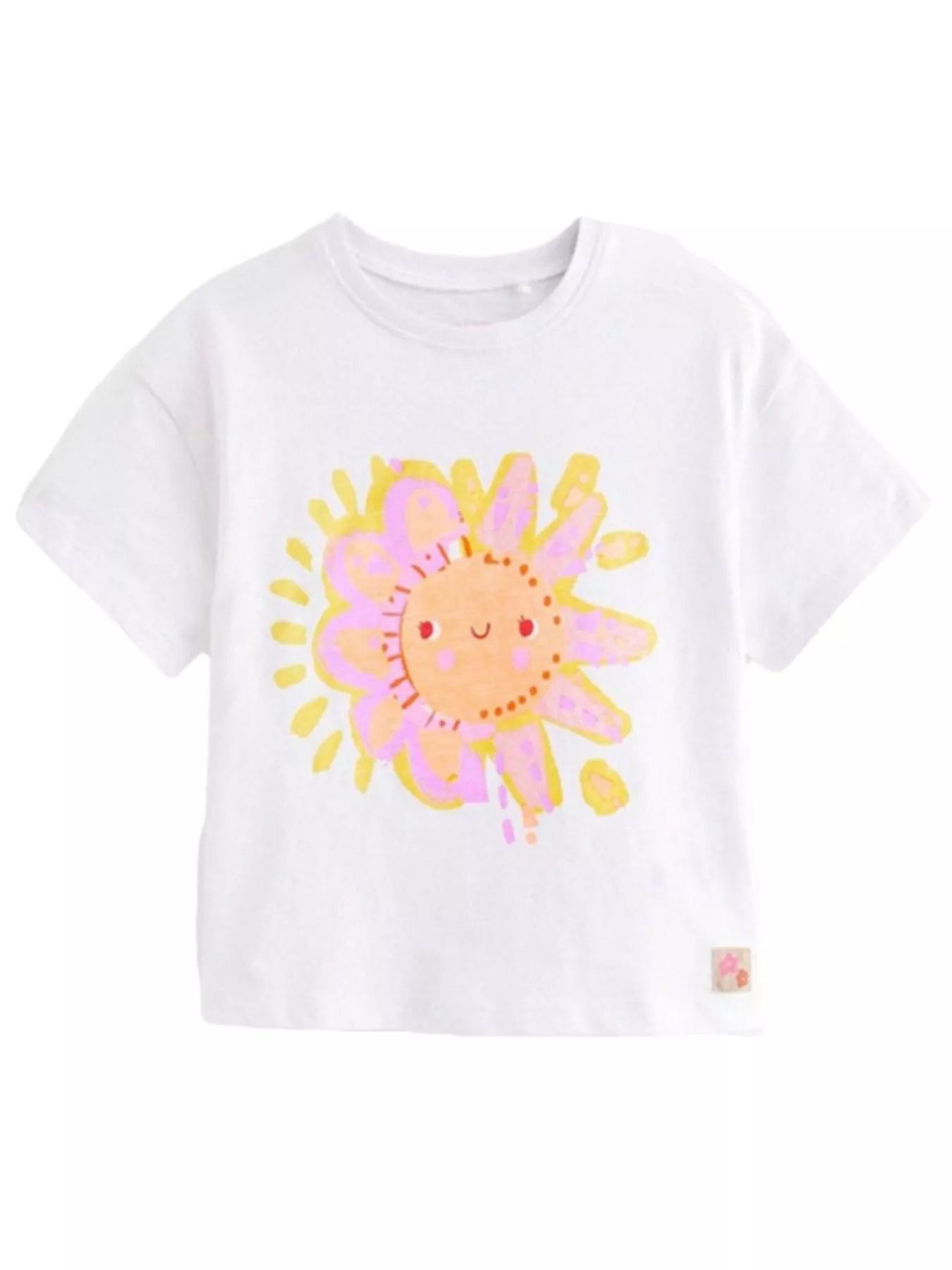 Children's White Sun Graphic Cotton T-Shirt