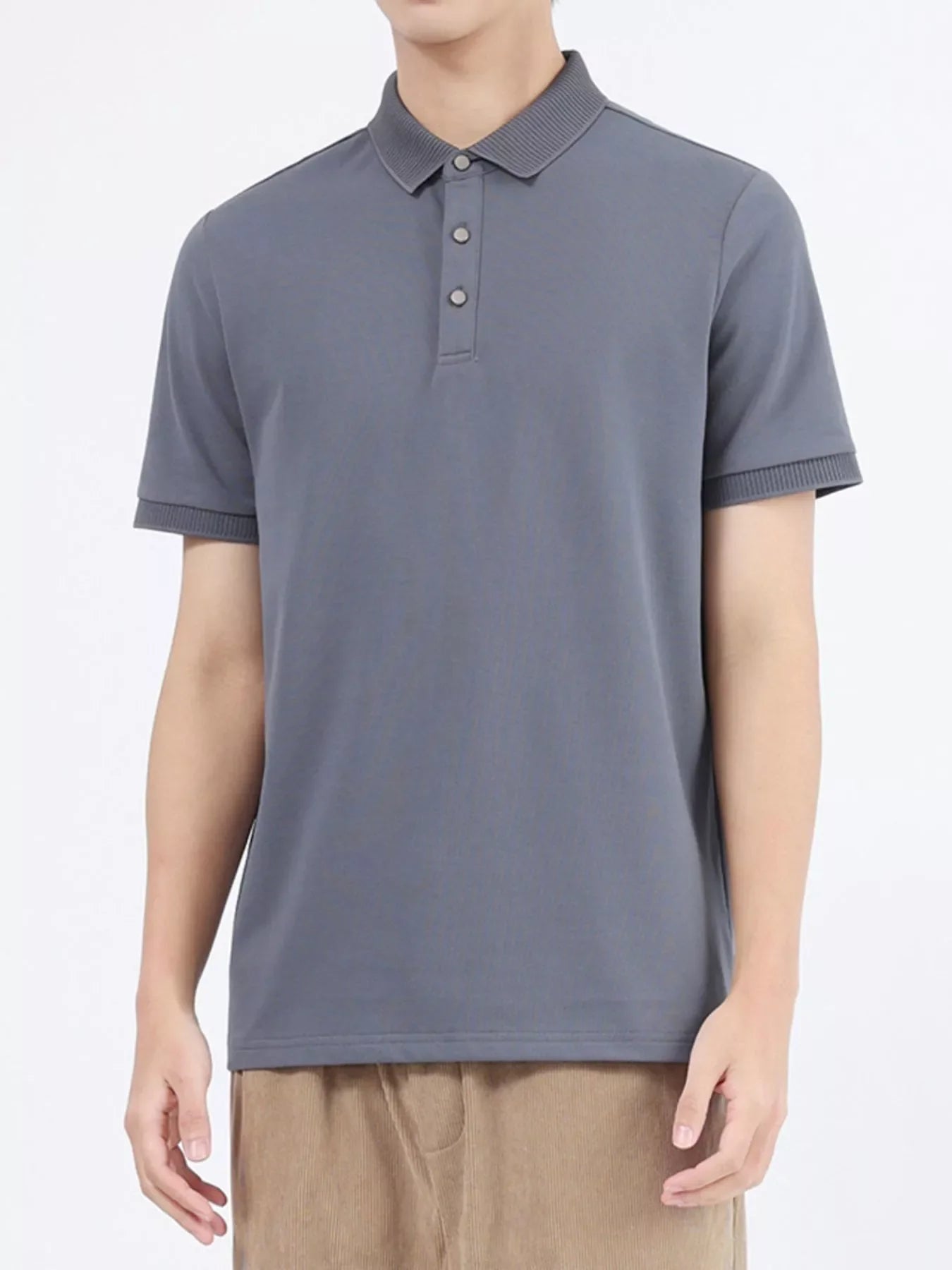 Men's Plus Size Button Detail Short Sleeve Polo