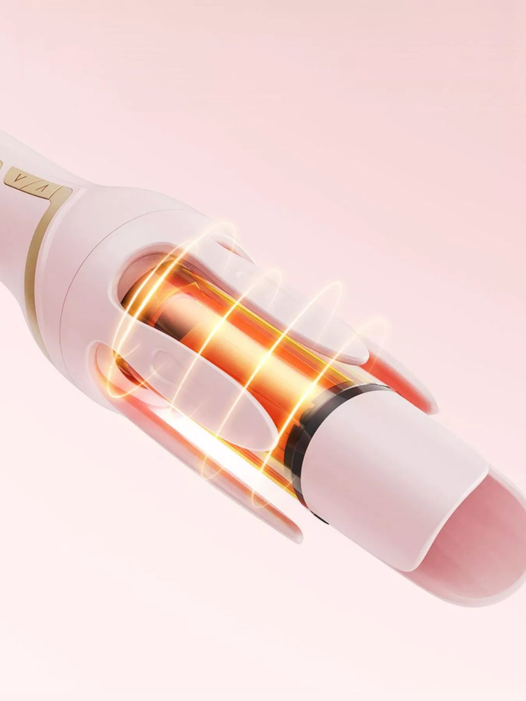 Automatic Rotating Ceramic Curling Iron for Soft Waves Pink