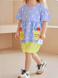 Yellow Polka Dot Pineapple Applique Tee and Shorts Set
