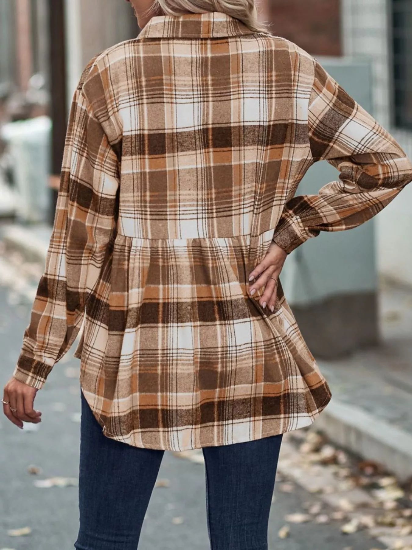 Women's Plaid Button Down Shirt Long Sleeve Casual Top