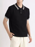 Men's Plus Size Striped Short Sleeve Polo