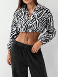 Zebra Print Plush Cropped Jacket | Women's Relaxed Fit
