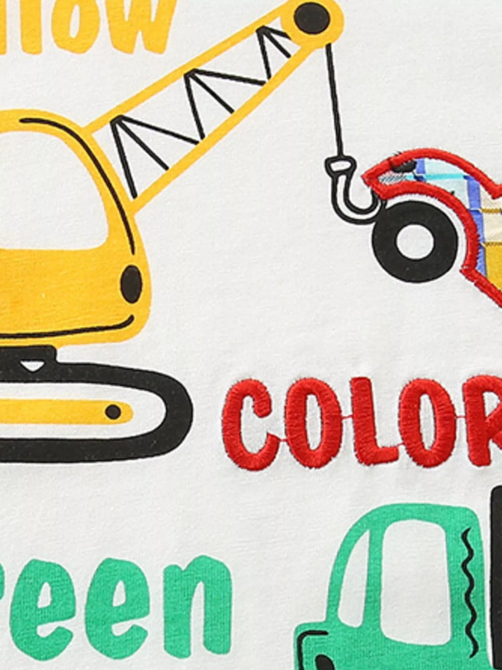 Boys Construction Vehicle Graphic T-Shirt and Plaid Shorts Set