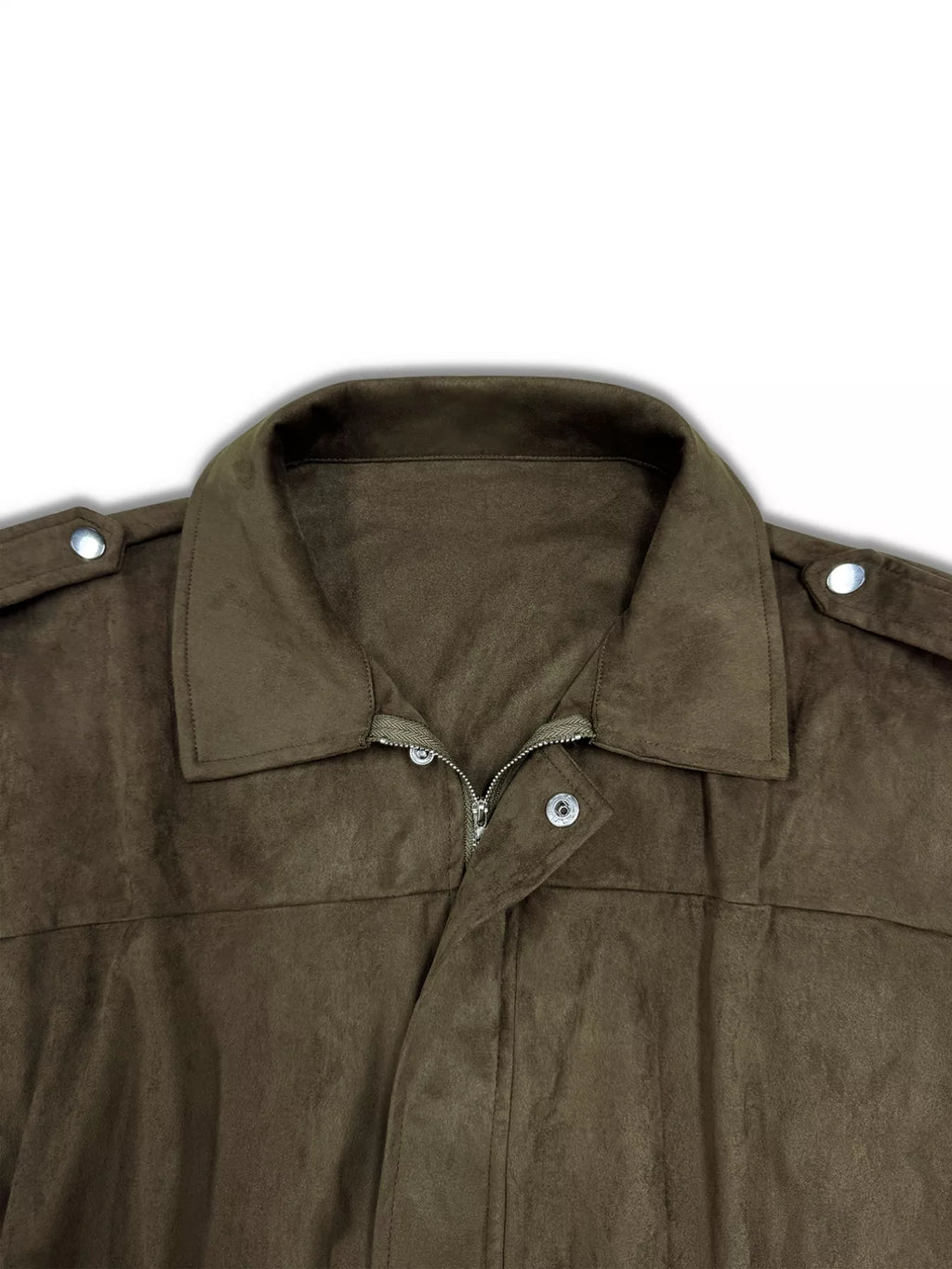 Women's Cropped Olive Green Suede Bomber Jacket