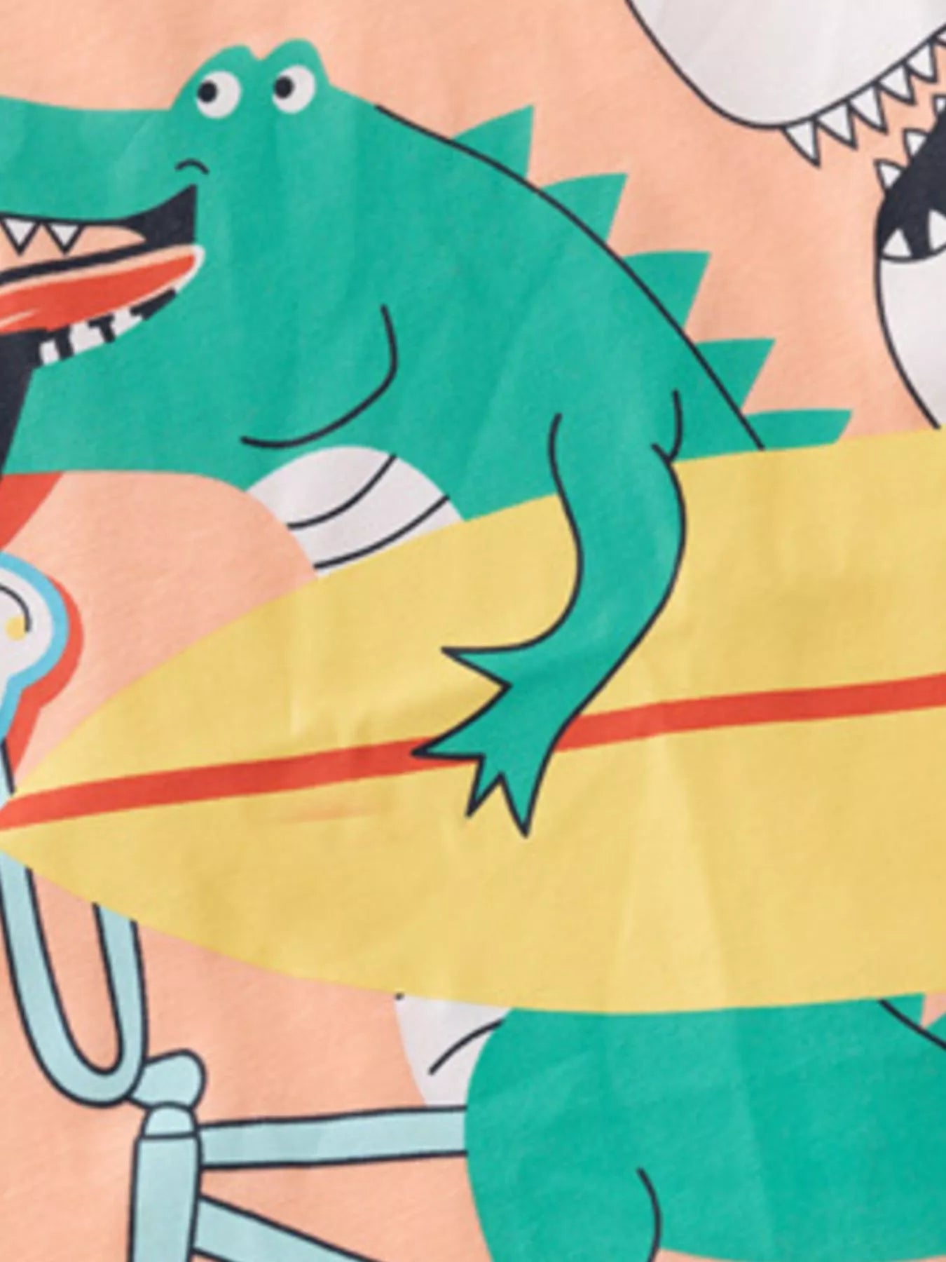 Children's Orange Crocodile Surf Graphic Short Sleeve T-Shirt