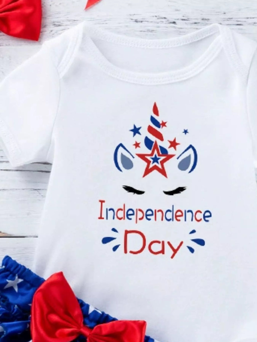 Baby Girls Patriotic Little Miss America 2-Piece Bodysuit Set