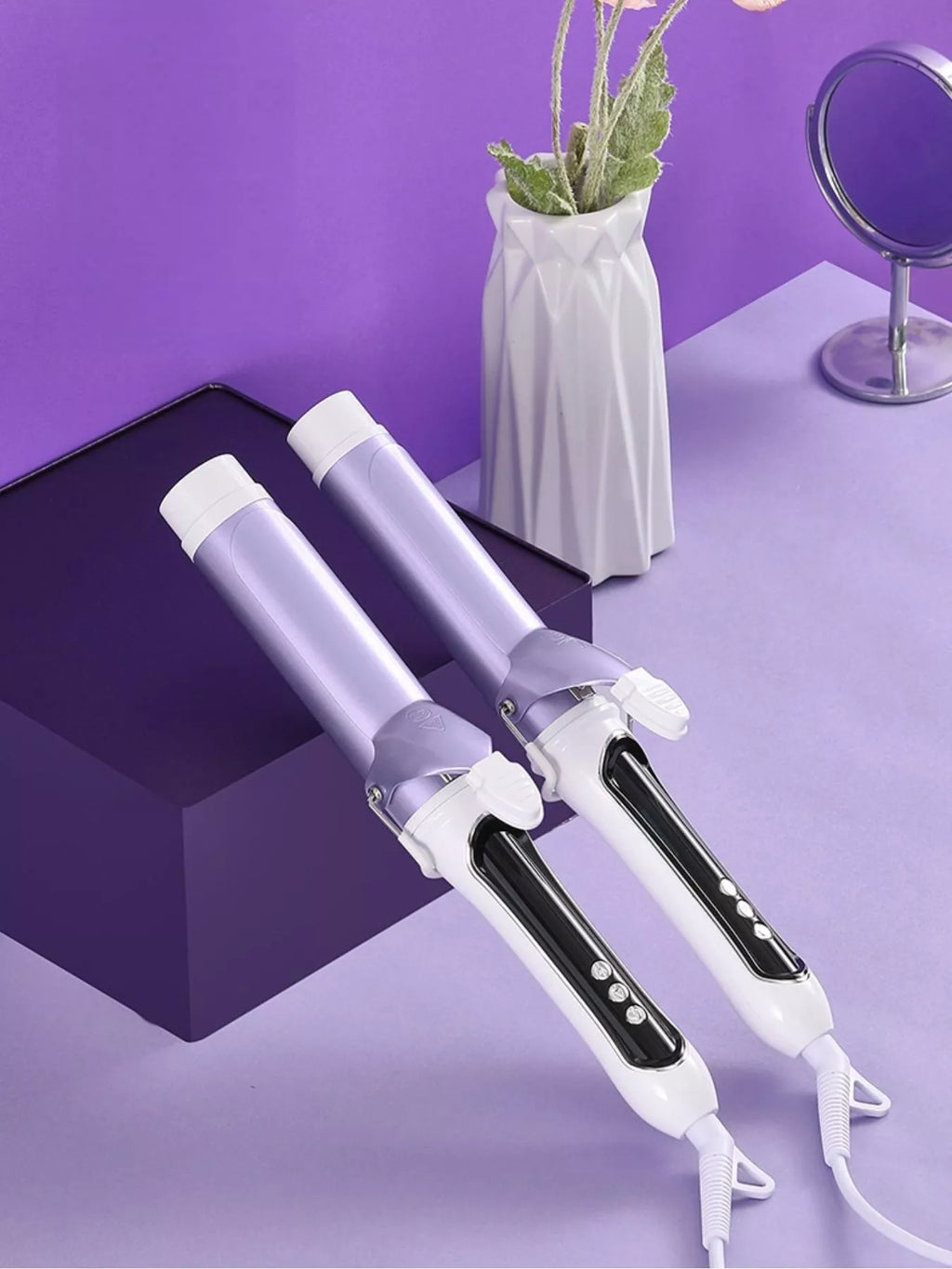 Purple Ceramic Rotating Curling Iron with Constant Temperature