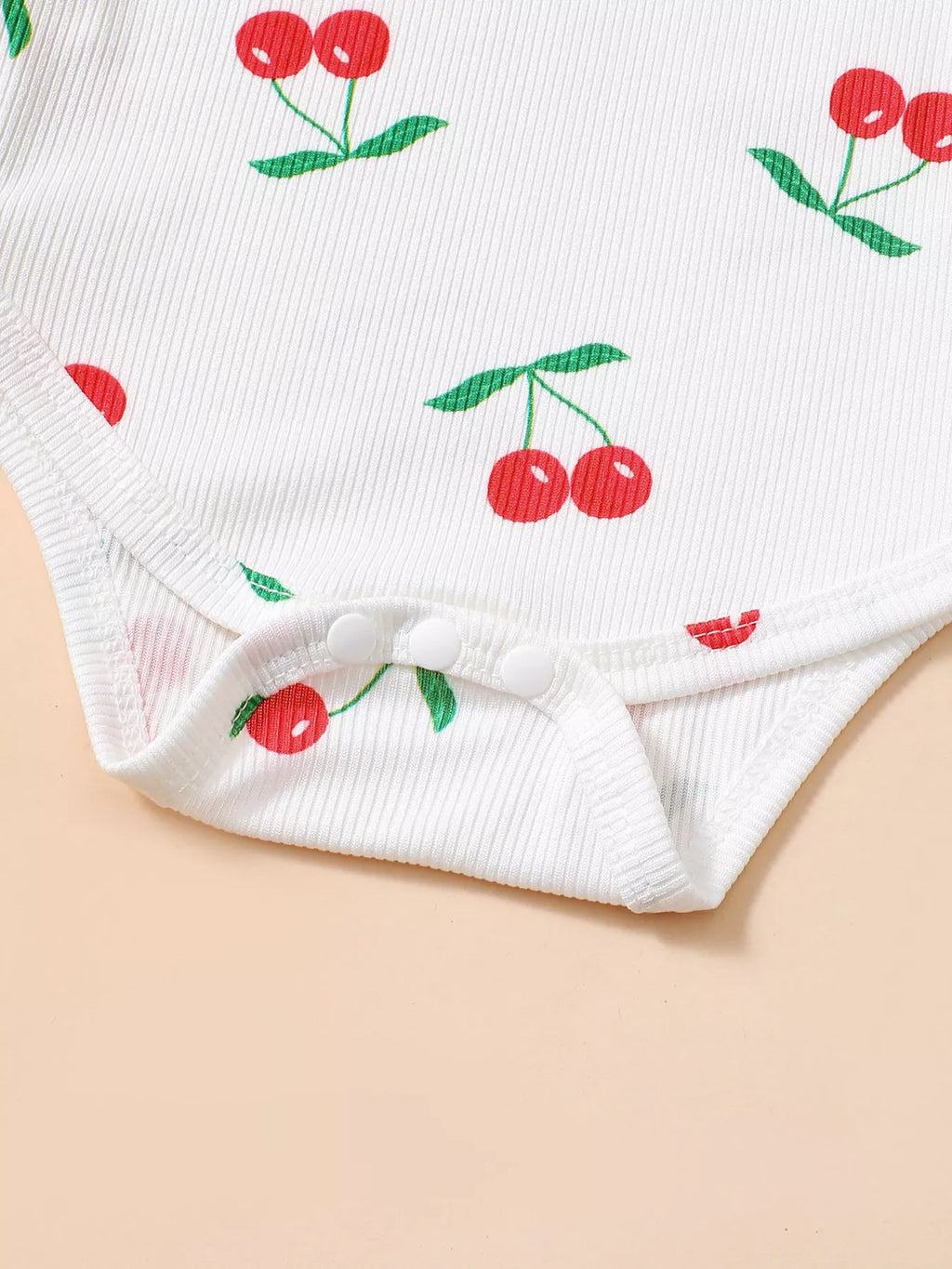 Wine Red Cherry Print Bodysuit & Corduroy Dress Set