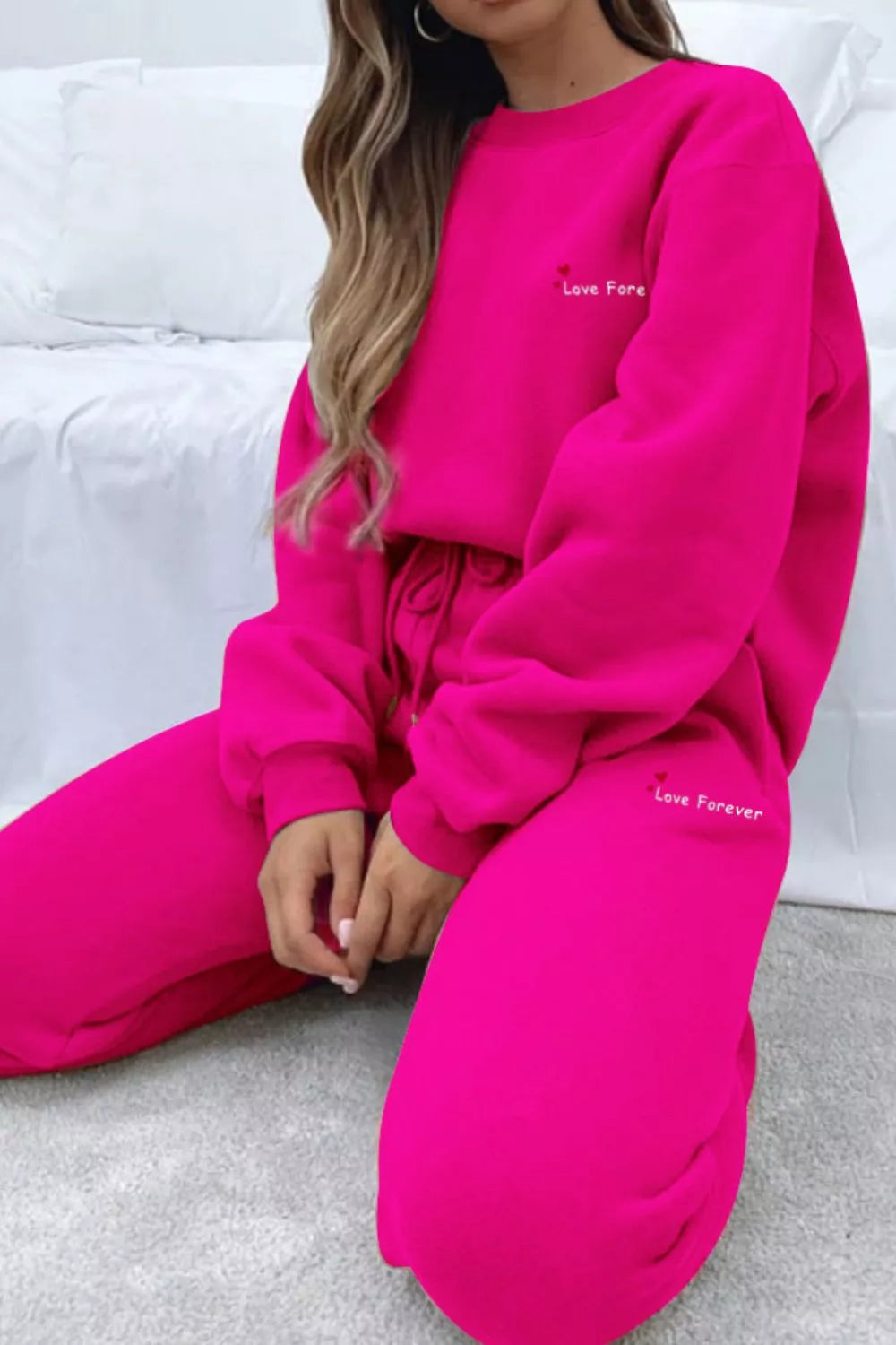 Women's Chocolate Brown Round Neck Sweatshirt and Joggers Set