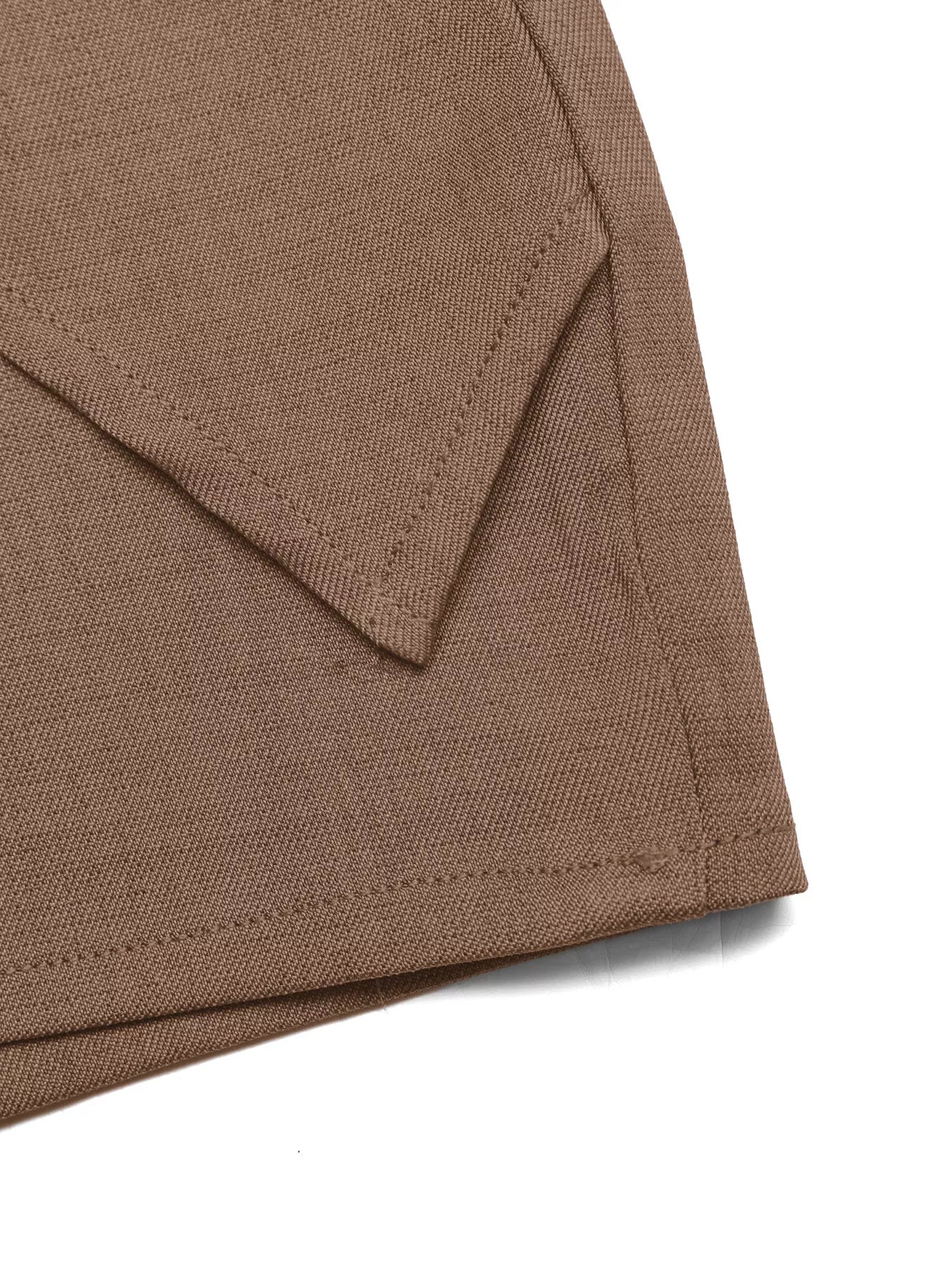 Brown Twist Front Mini Skort with Gold Tone Decorative Button