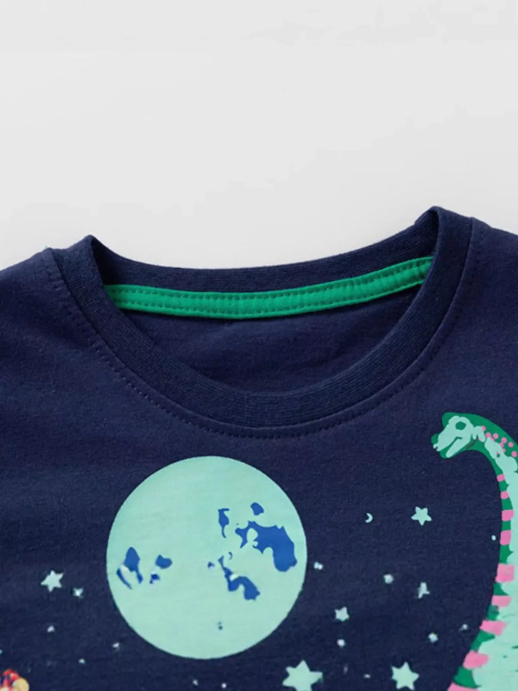 Boys Navy Blue Dinosaur Graphic Crew Neck Cotton T-Shirt