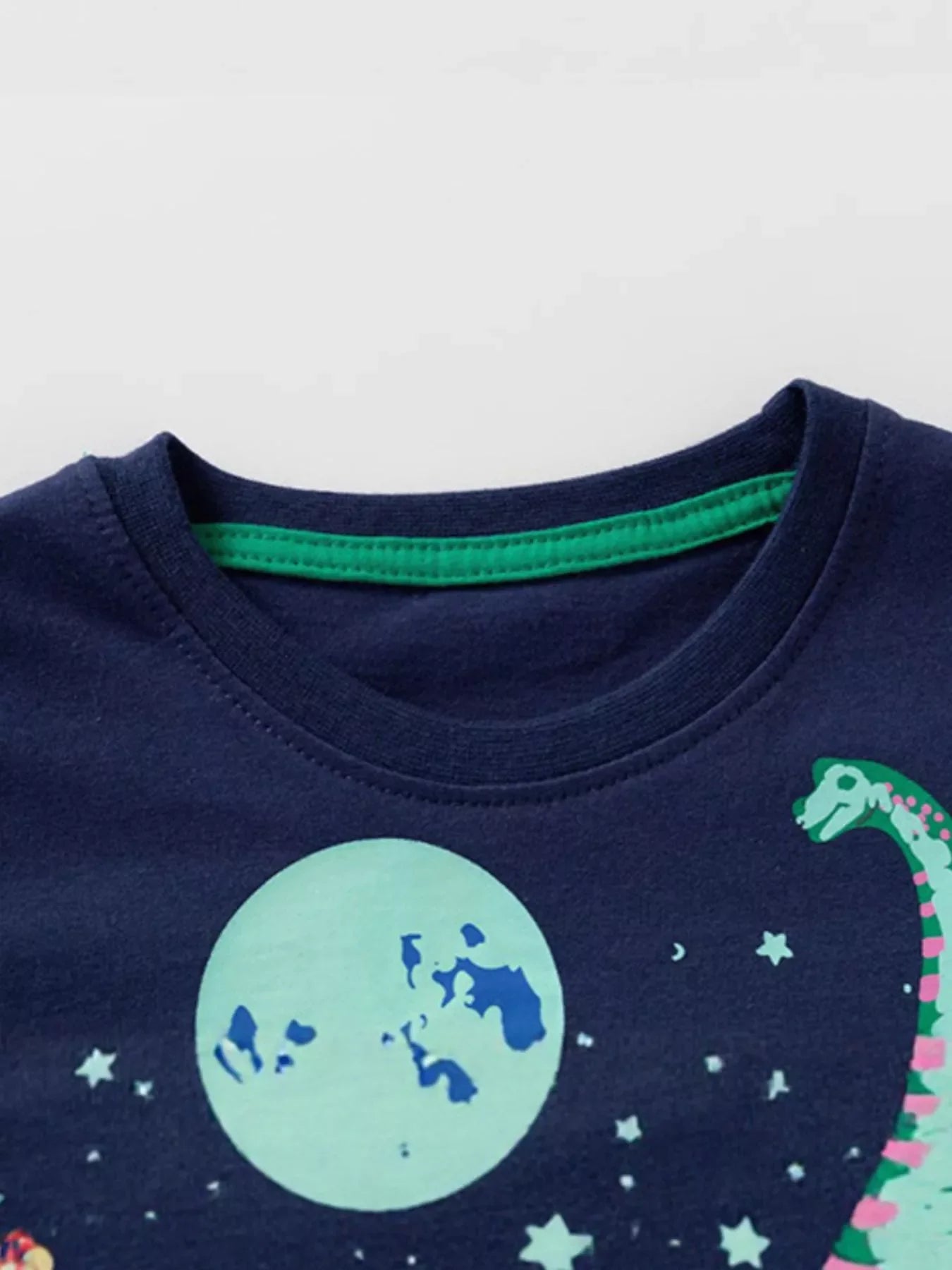 Boys Navy Blue Dinosaur Graphic Crew Neck Cotton T-Shirt