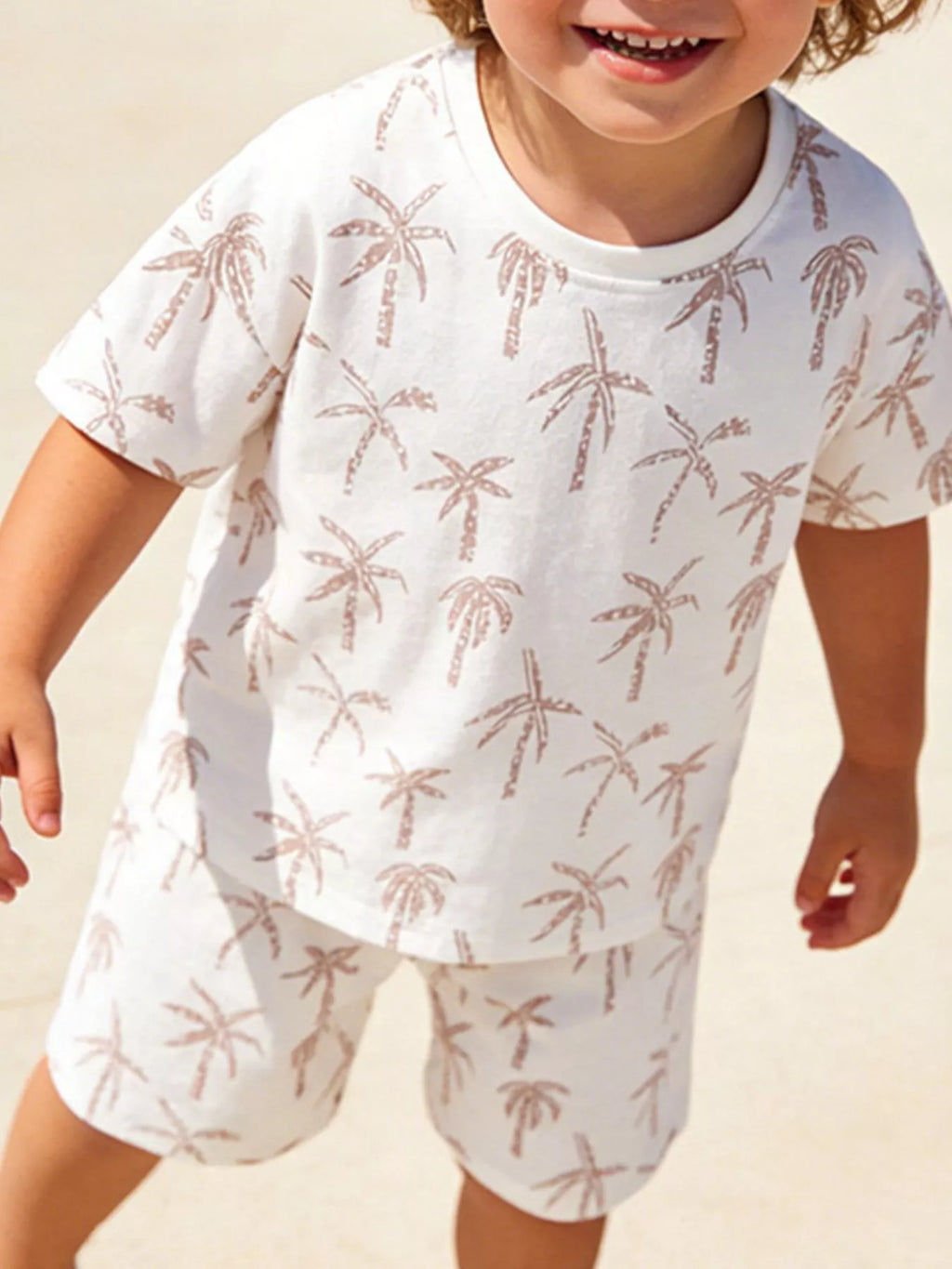 Children's Tropical Palm Print Two-Piece Cotton Outfit Set