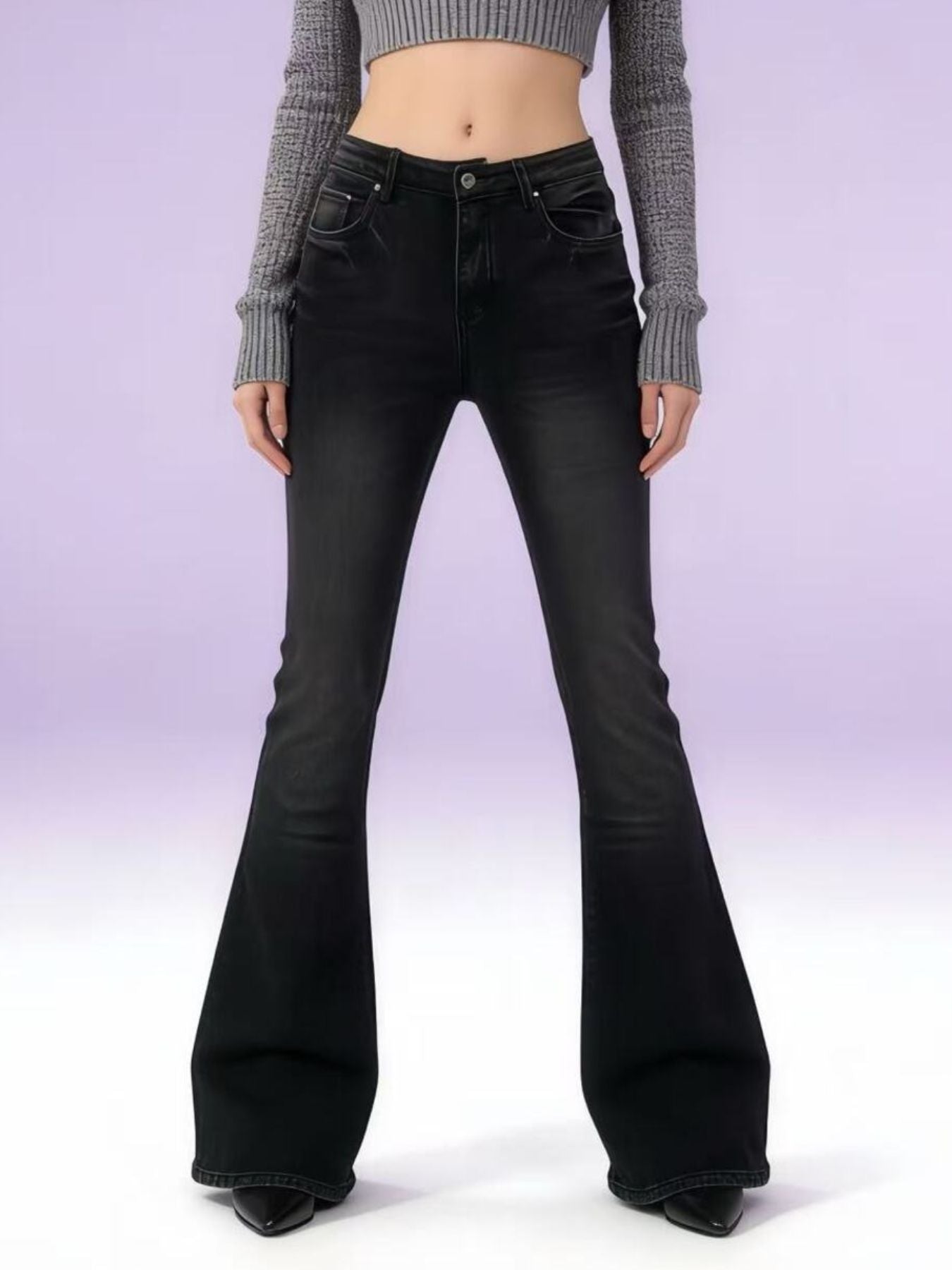 Full Size Vintage Wash High-Waisted Flare Jeans Plus Size