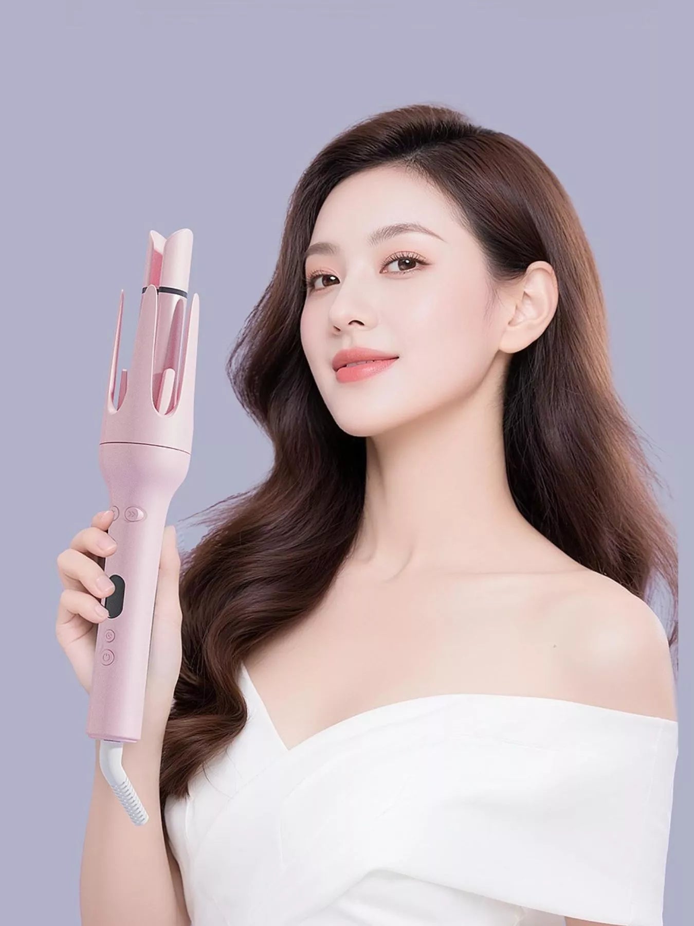 Pink 5-in-1 Ceramic Hair Curling Iron with Negative Ion Tech