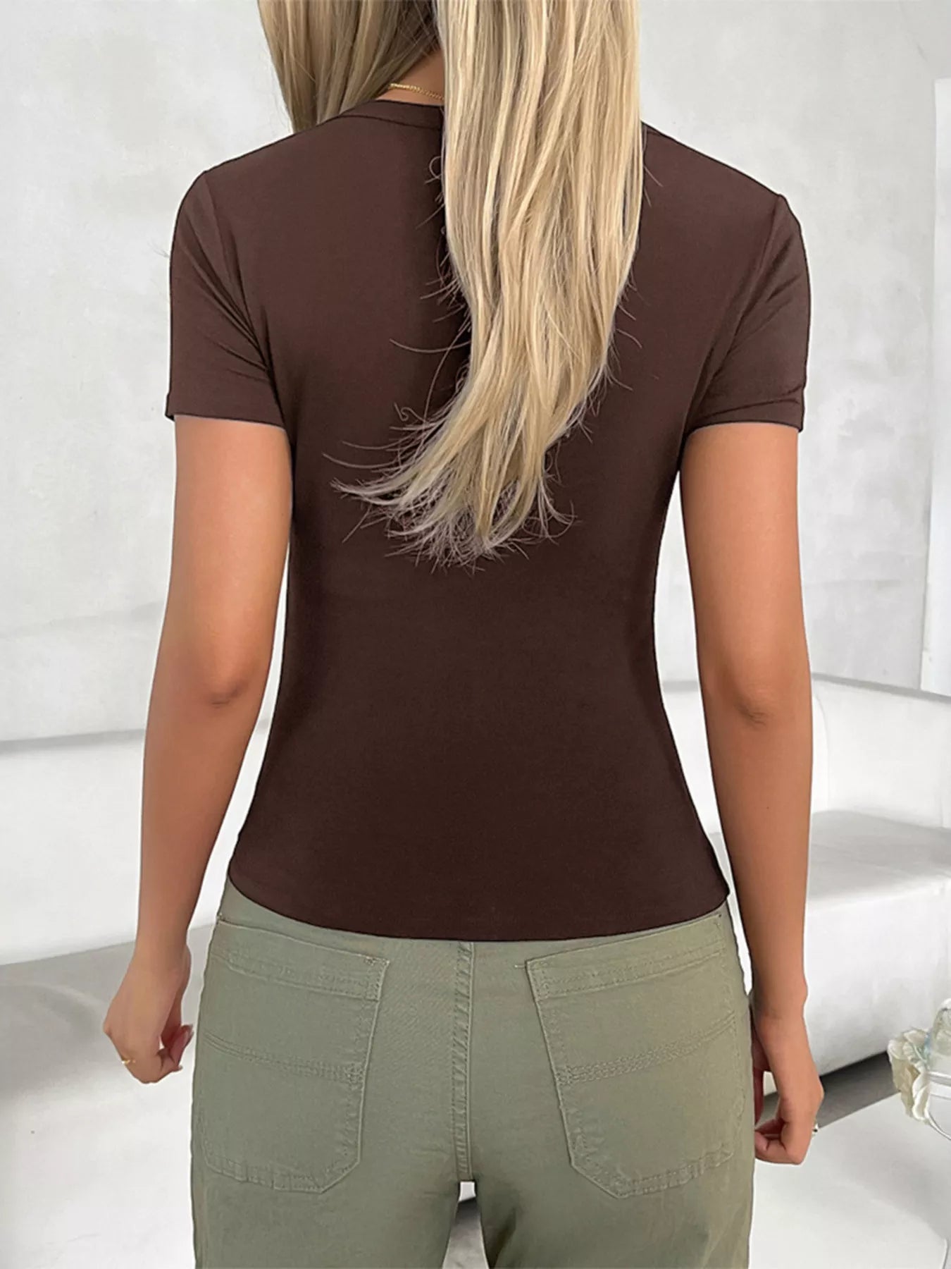 White Solid Slim Fit Short Sleeve Scoop Neck T-Shirt