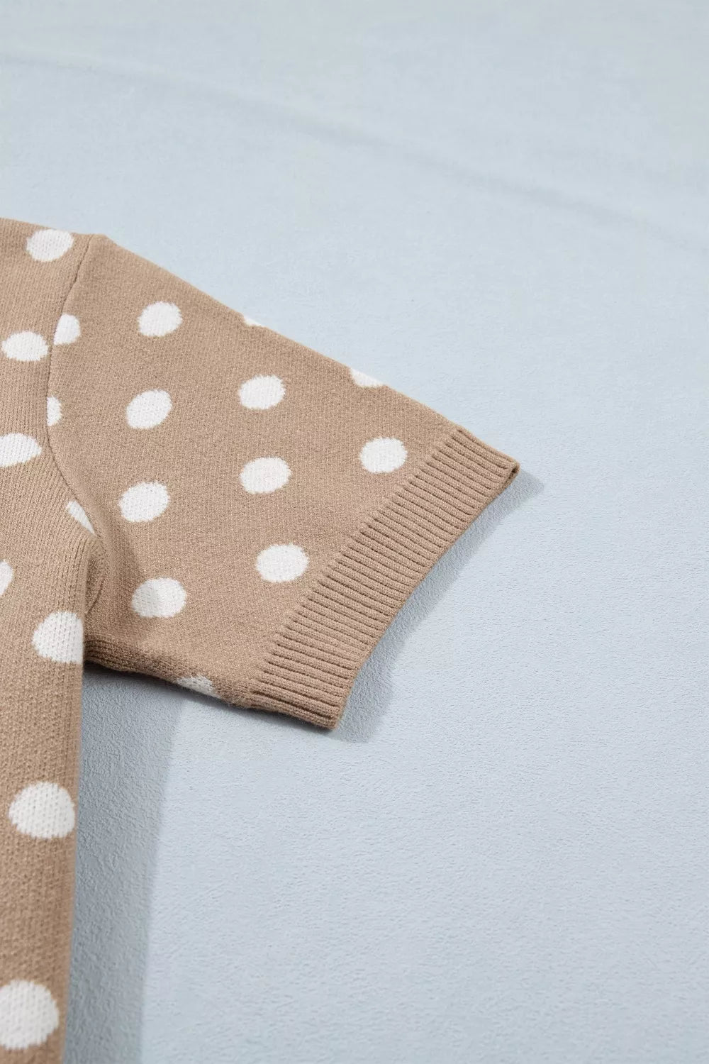 Polka Dot Short Sleeve Button Down Knit Cardigan Sweater