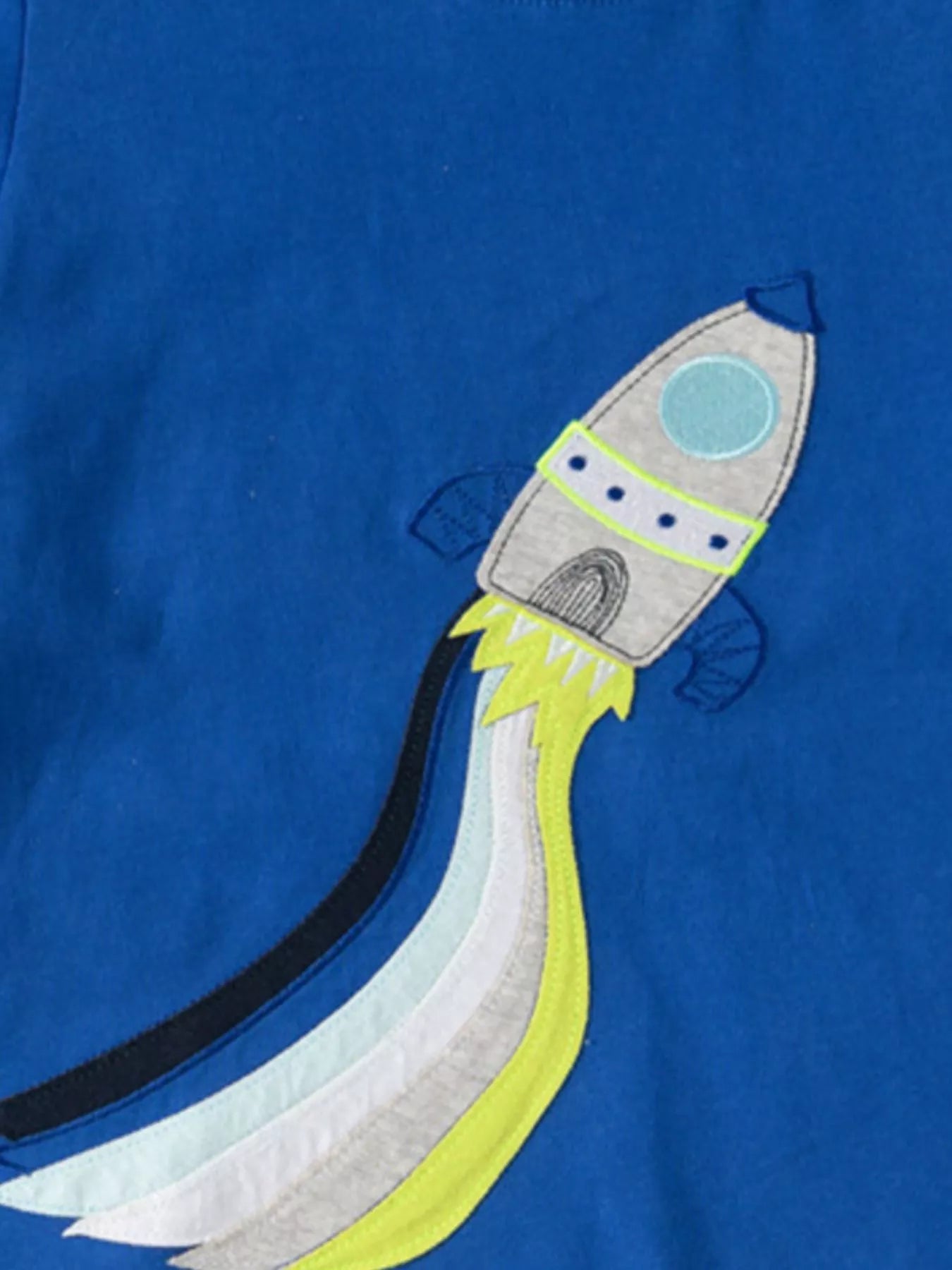 Boys Blue Rocket Graphic T-Shirt Short Sleeve Cotton Blend