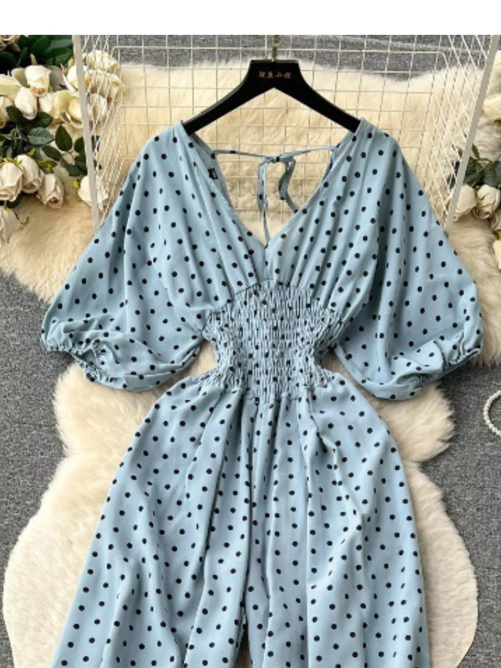 Yellow Floral Print Smocked V-Neck Wide Leg Jumpsuit