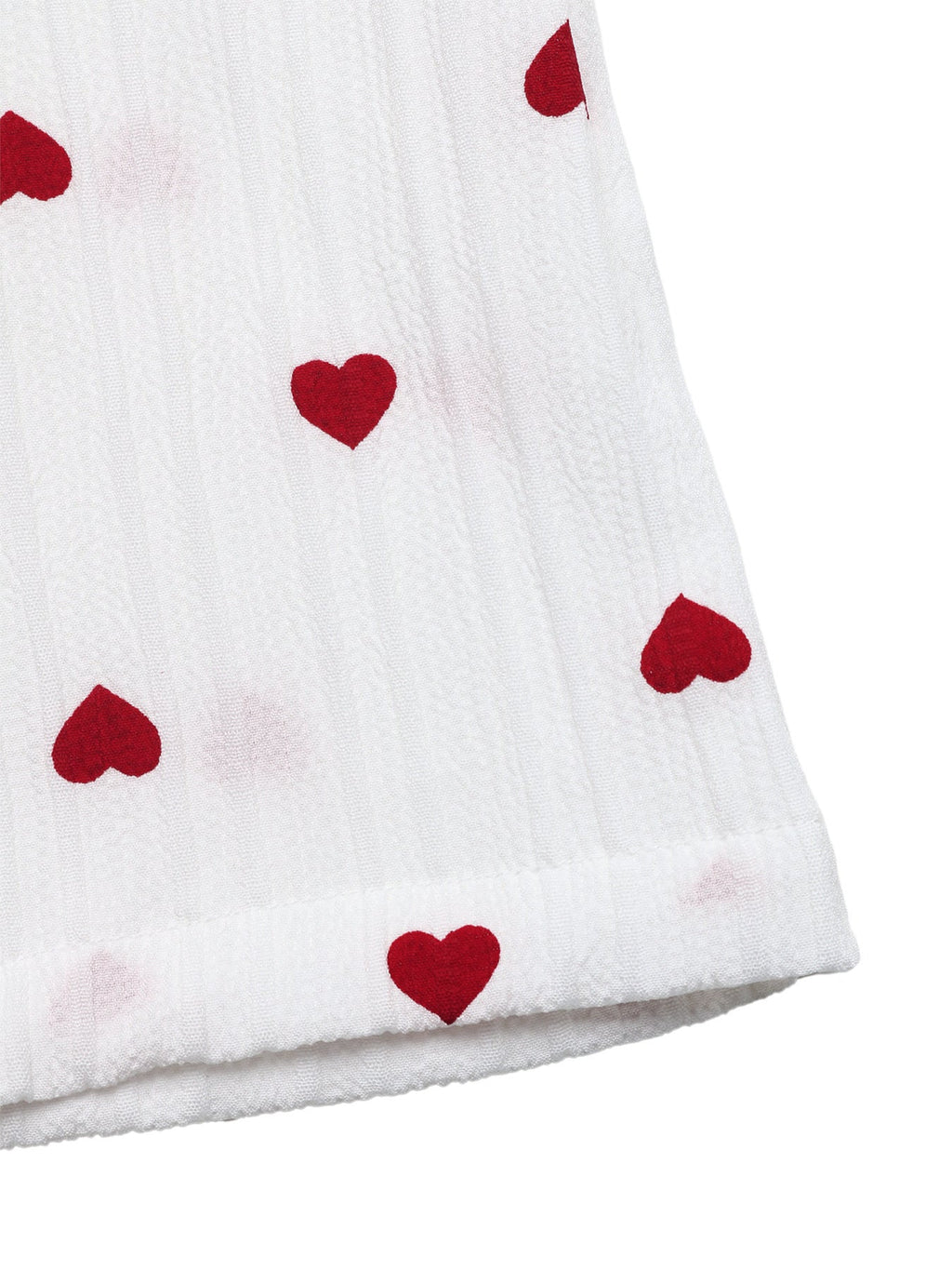 White Red Heart Print Drawstring Waist Wide Leg Lounge Pants
