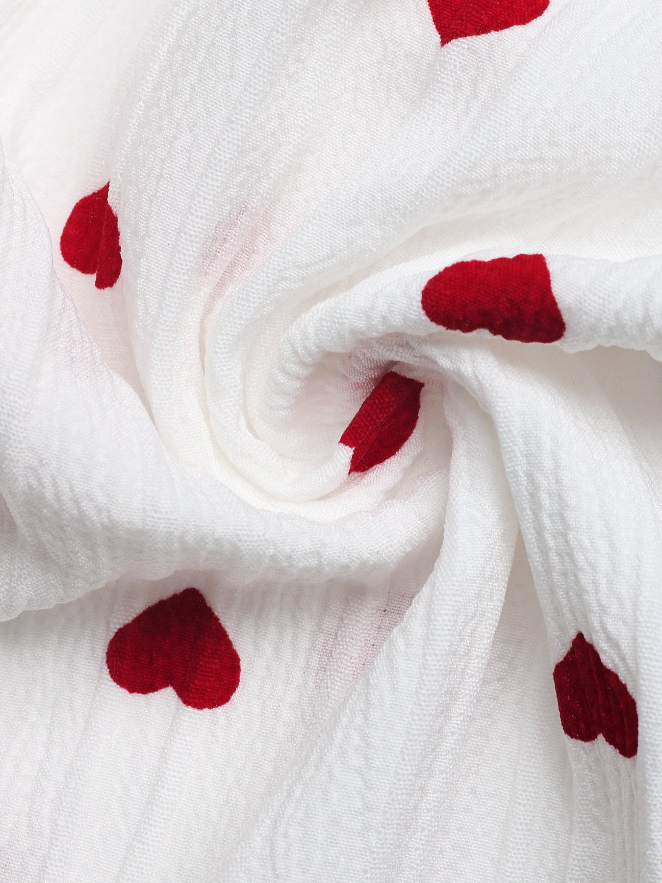 White Red Heart Print Drawstring Waist Wide Leg Lounge Pants