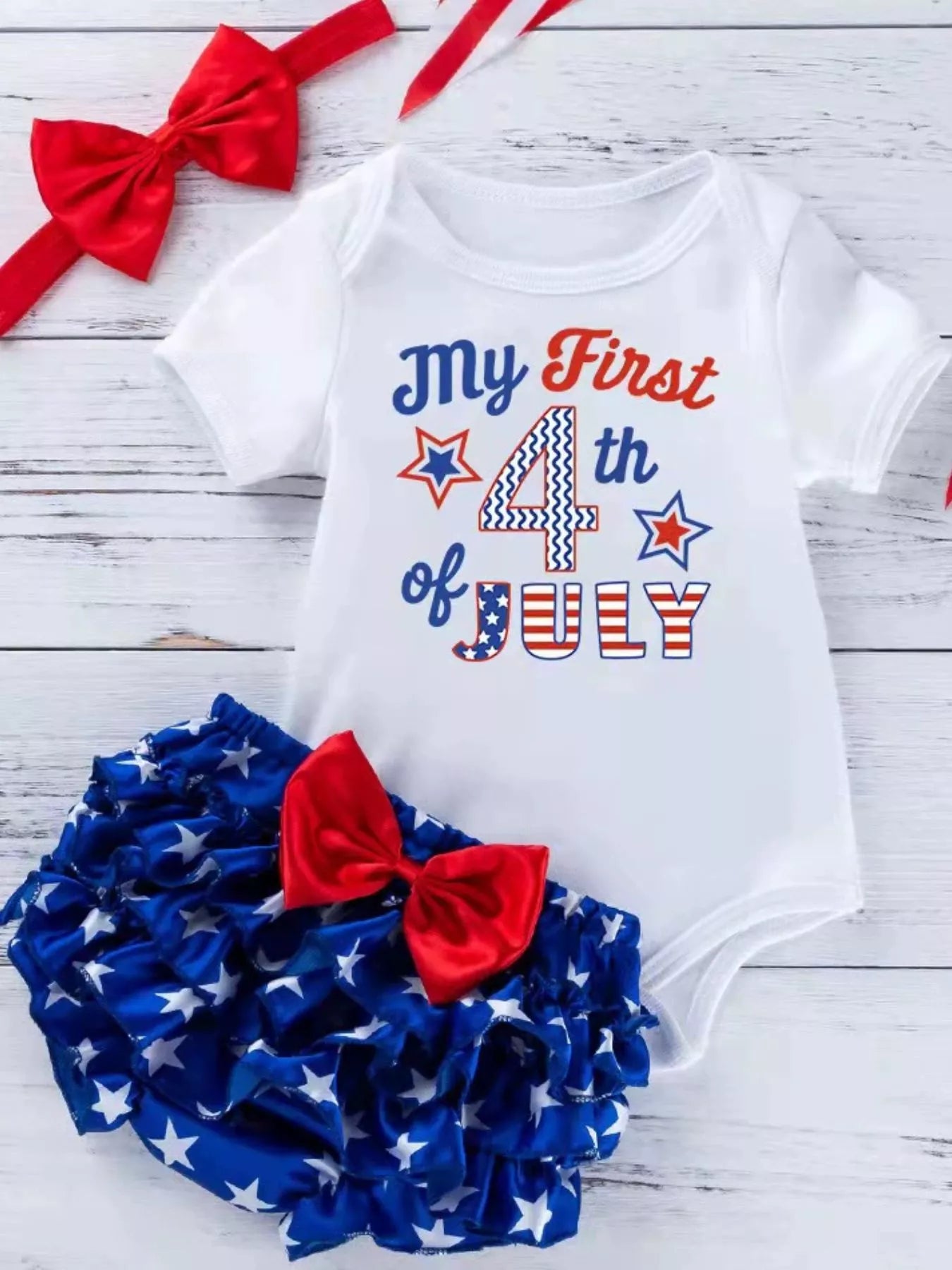 Baby Girls Patriotic Little Miss America 2-Piece Bodysuit Set