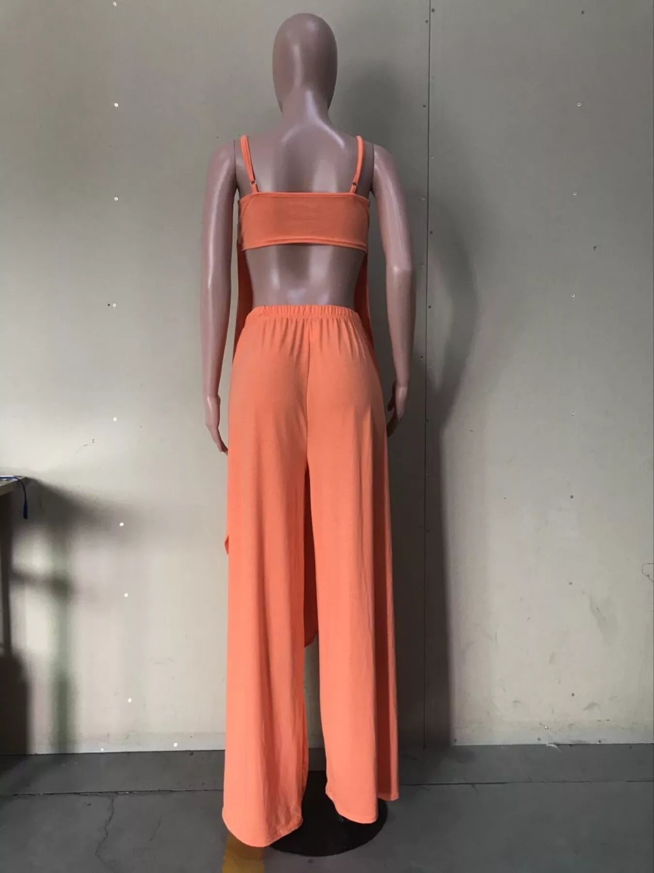 Yellow Asymmetrical Cami Top and Wide Leg Pants Set